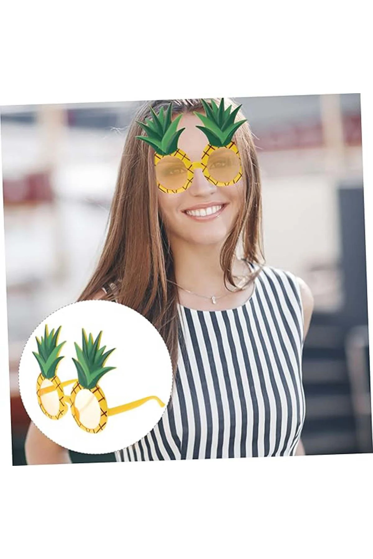 Tropikal Hawaii Ananas Şekilli Parti Gözlüğü 9.5 x 14 cm (5060)