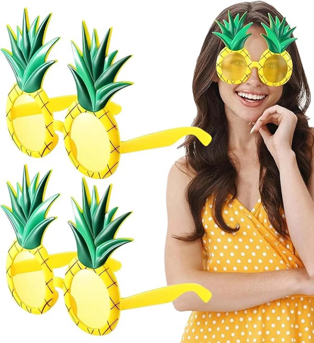 Tropikal Hawaii Ananas Şekilli Parti Gözlüğü 9.5 x 14 cm