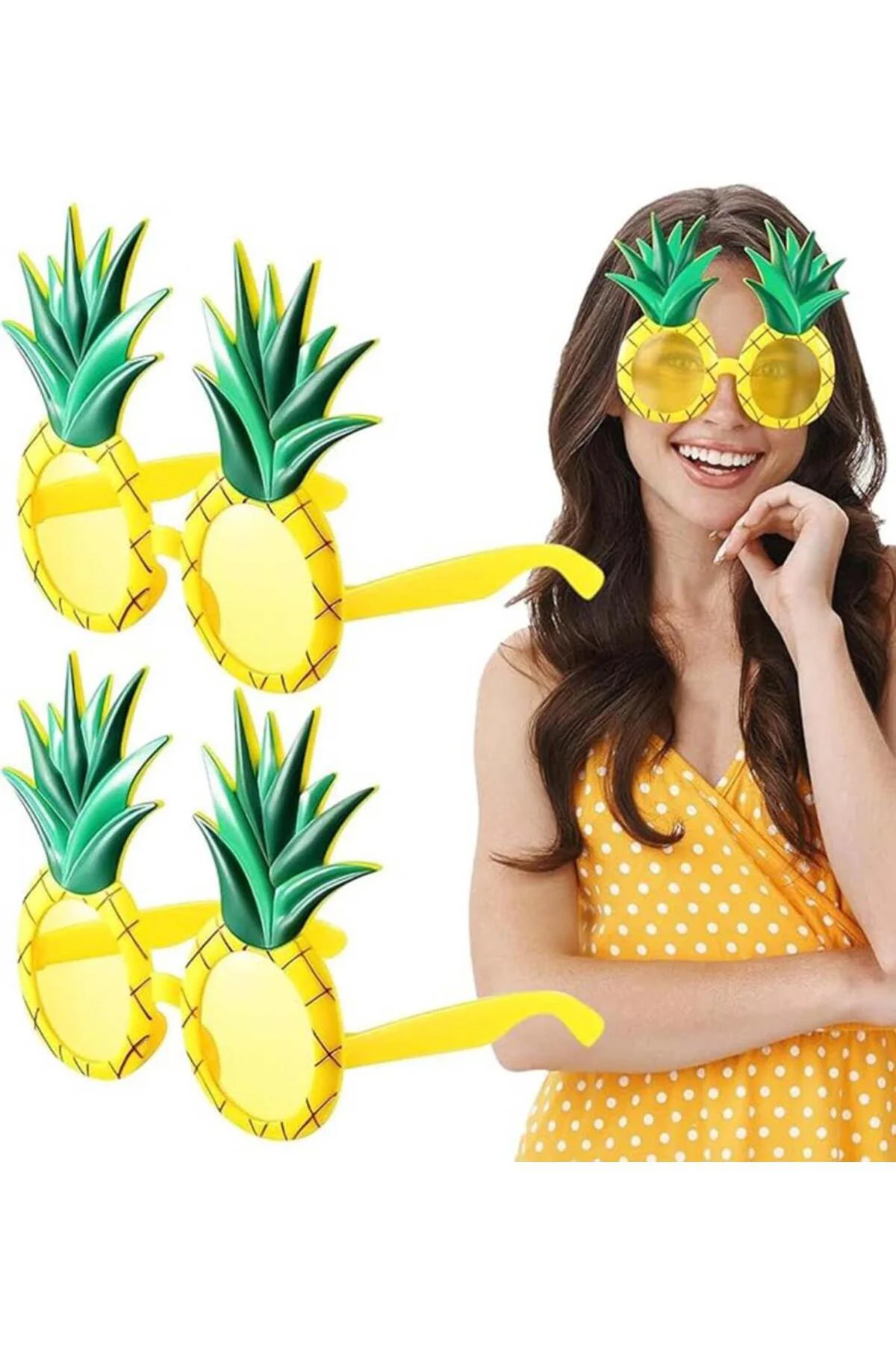 Tropikal Hawaii Ananas Şekilli Parti Gözlüğü 9.5 x 14 cm