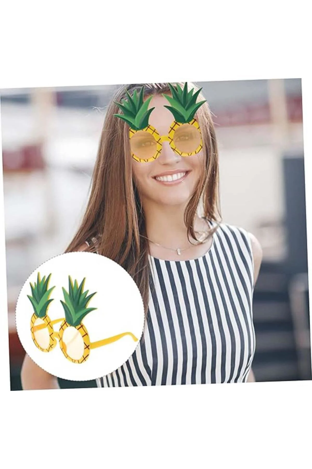 Tropikal Hawaii Ananas Şekilli Parti Gözlüğü 9.5 x 14 cm