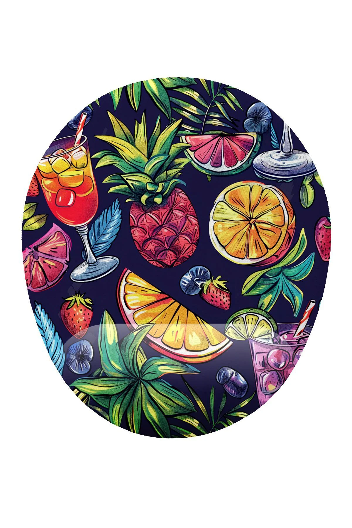 Tropikal Meyve Kokteyli Bilek Destekli Mouse Pad Ergonomik Kaymaz Taban Mousepad Fare Altlığı