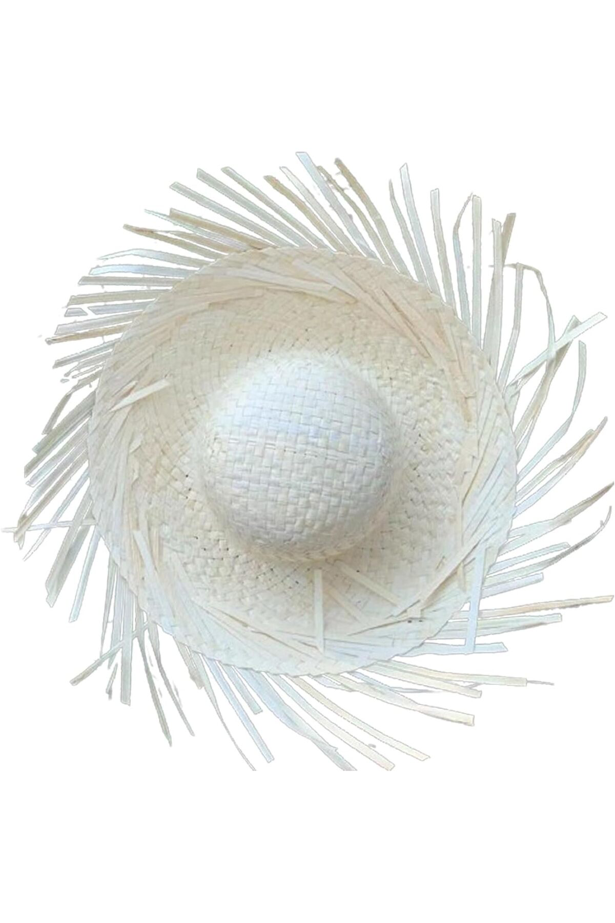 Dream Vega Tropikal Parti Beyaz Hasır Hawaii Şapkası 13X36 Cm