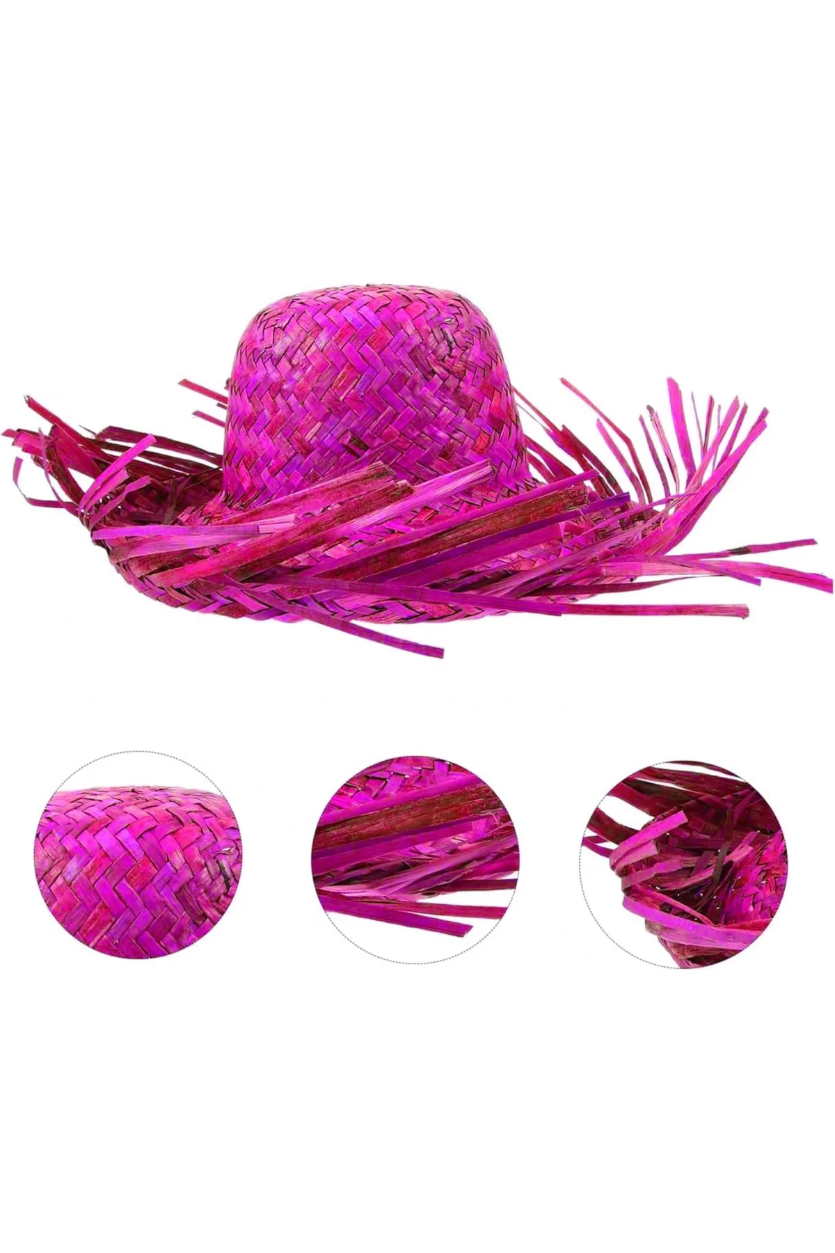 Tropikal Parti Pembe Fuşya Hasır Hawaii Şapkası 13X36 Cm Tropikal Parti Pembe Fuşya Hasır Hawaii Şapkası 13X36 Cm