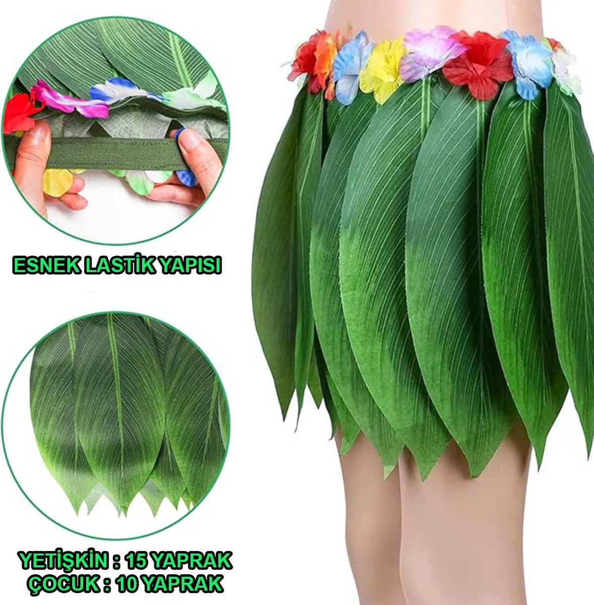 Tropikal Yaprak Desenli Çocuk Parti Eteği