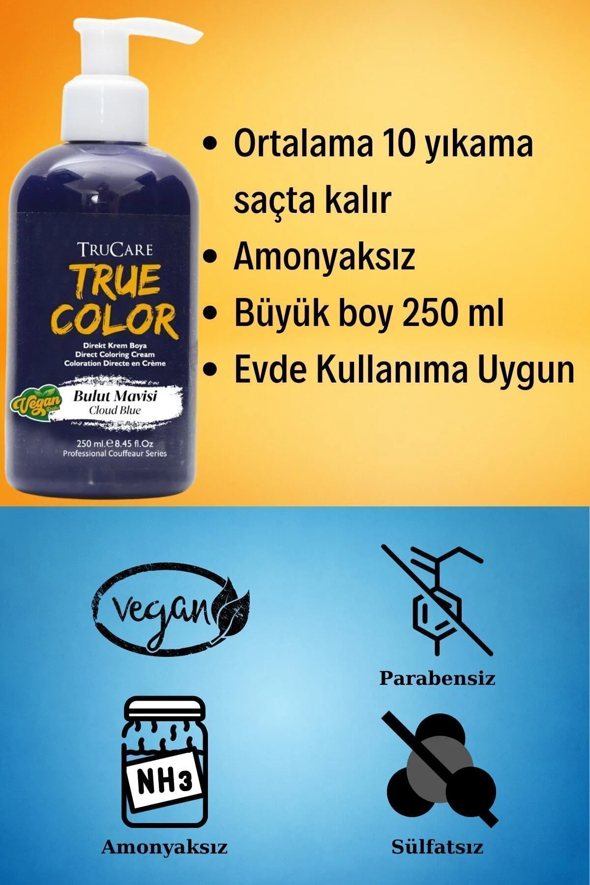 Truecolor Saç Boyası Bulut Mavisi 250 ml Fiyatı, Yorumları ve Özellikleri