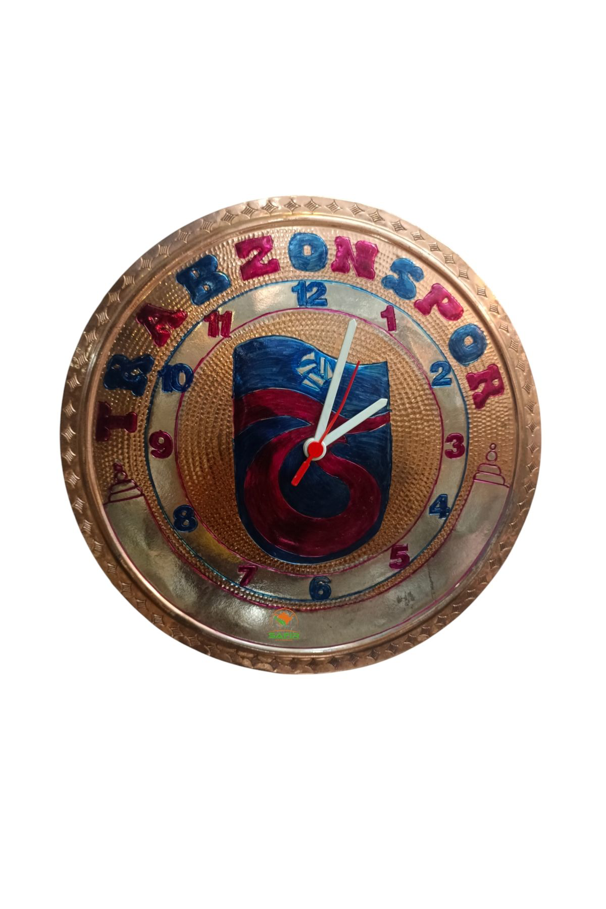 TS Bakır Duvar Saati TS Duvar Saati Özel el işlemesi Bakır Taraft