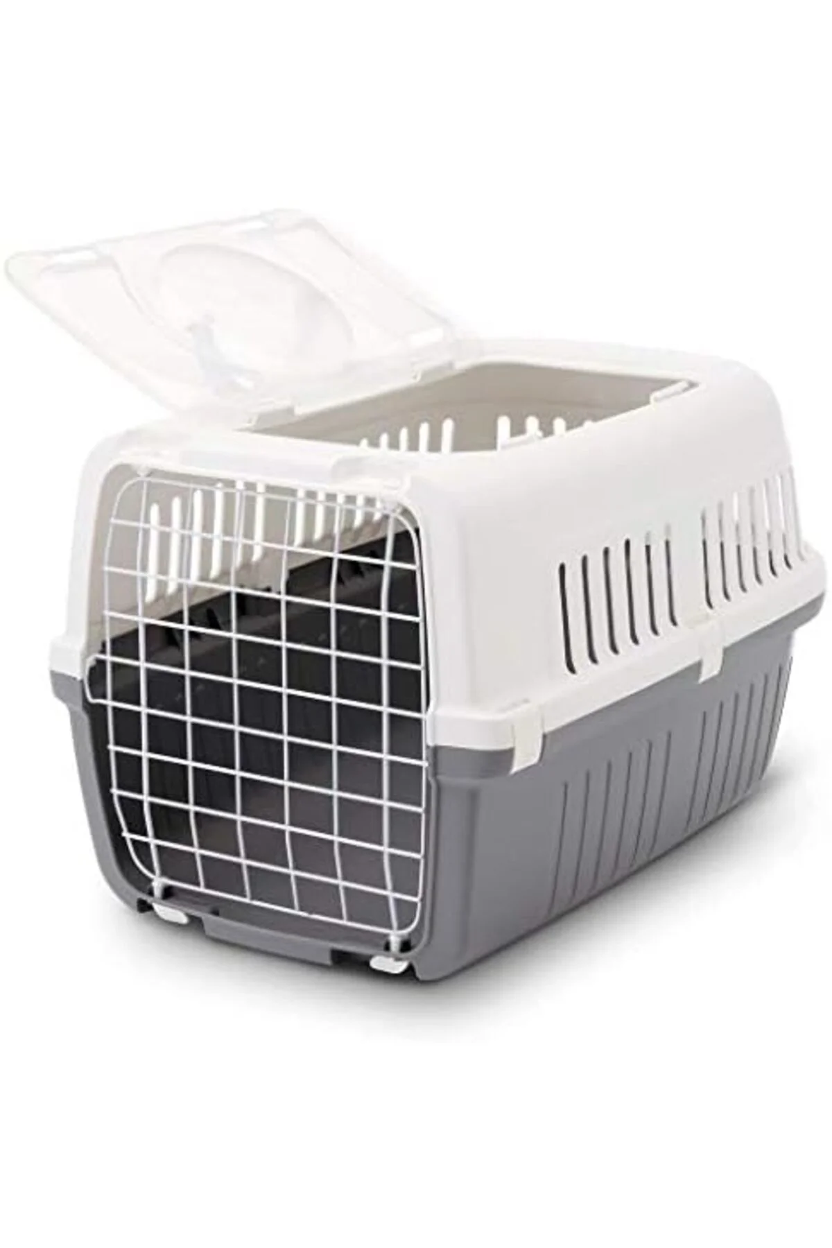 tsn Köpek veya Kedi Taşıma Kabı, Çift Girişli, Gri/Beyaz, 55x35x3