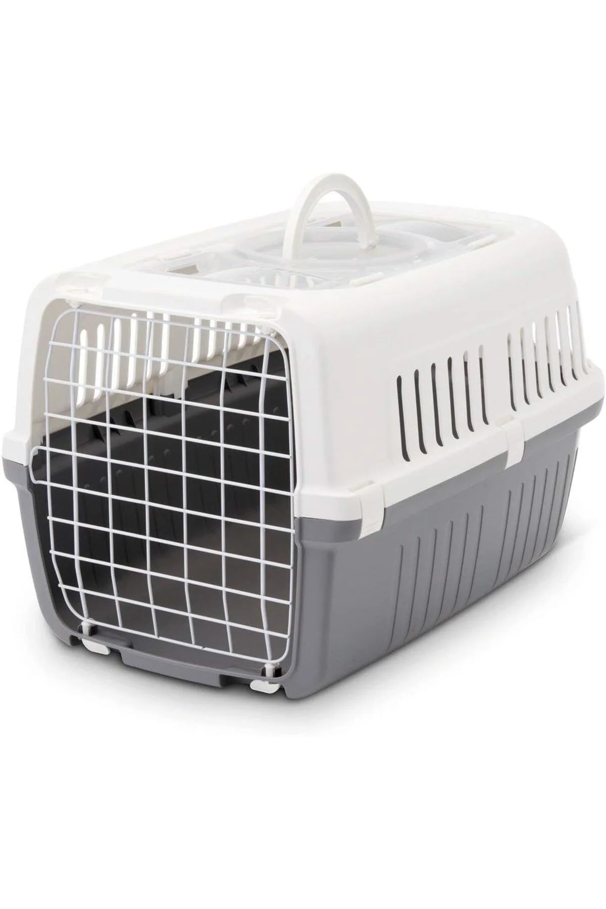 tsn Köpek veya Kedi Taşıma Kabı, Çift Girişli, Gri/Beyaz, 55x35x3