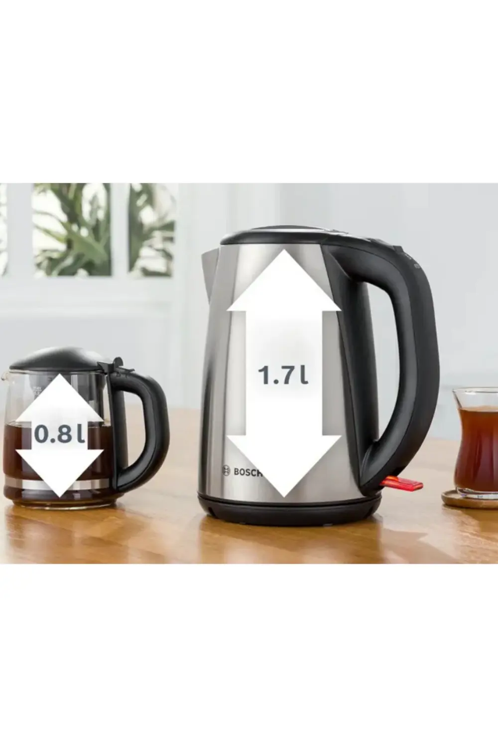 TTA5603 Paslanmaz Çelik Çay Makinesi Cam Demlikli Tea Maker