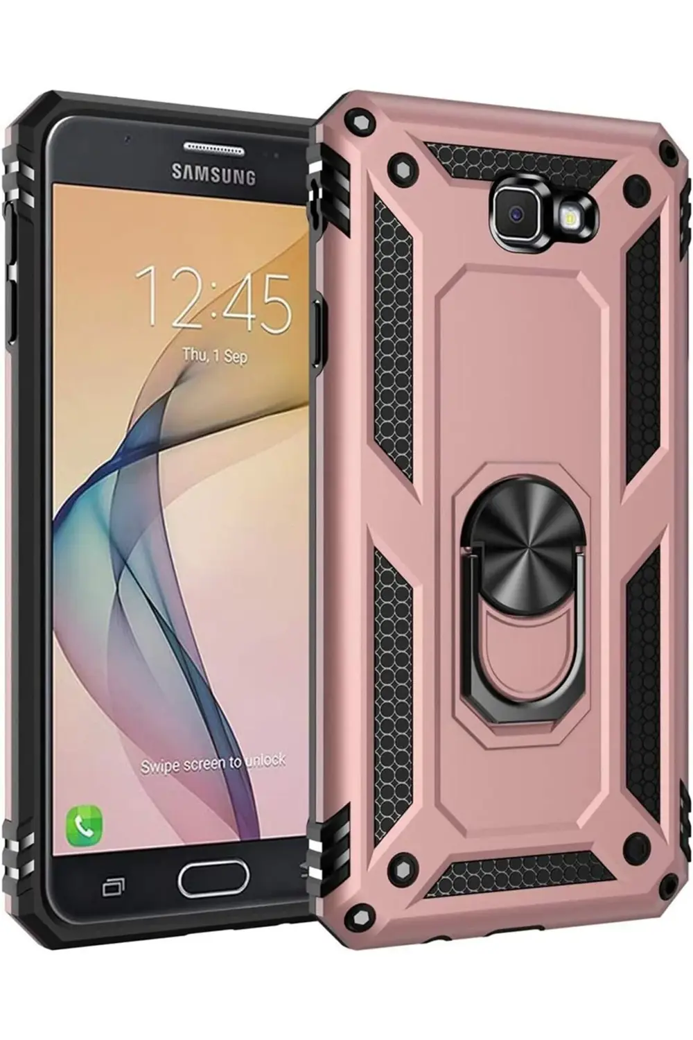 TTKShop Galaxy J7 Prime 2 Kılıf Military Ring Holder Rose Gold 39 TTKShop Galaxy J7 Prime 2 Kılıf Military Ring Holder Rose Gold 39