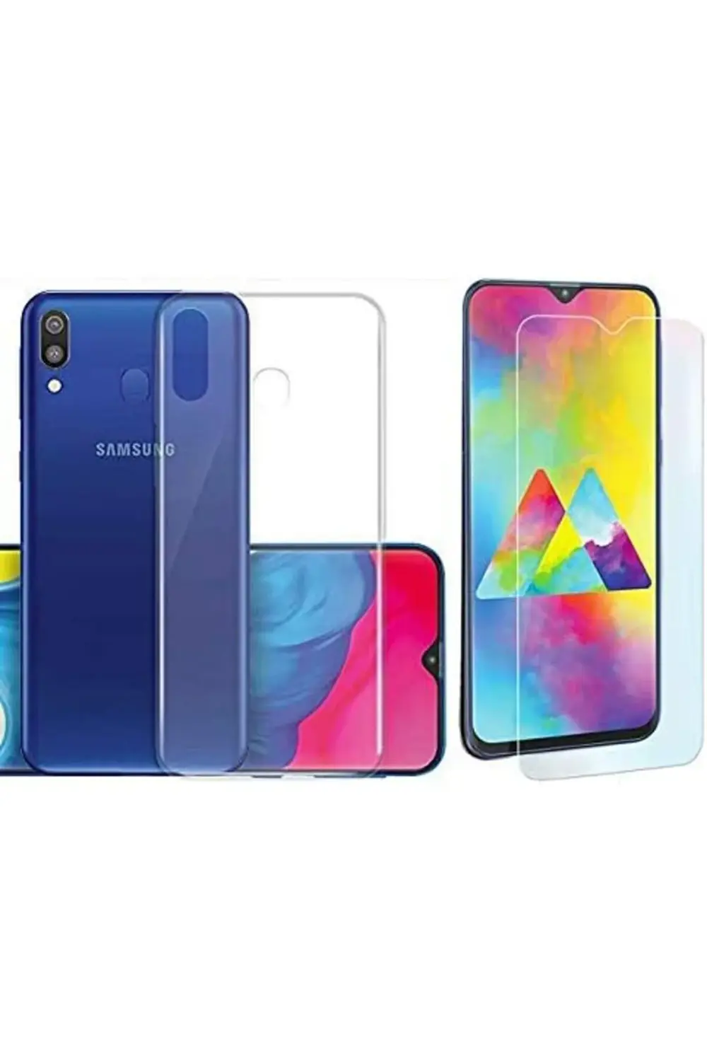 TTKShop Galaxy M20 Zore Şeffaf Esnek Silikon Kılıf + Kırılmaz Cam