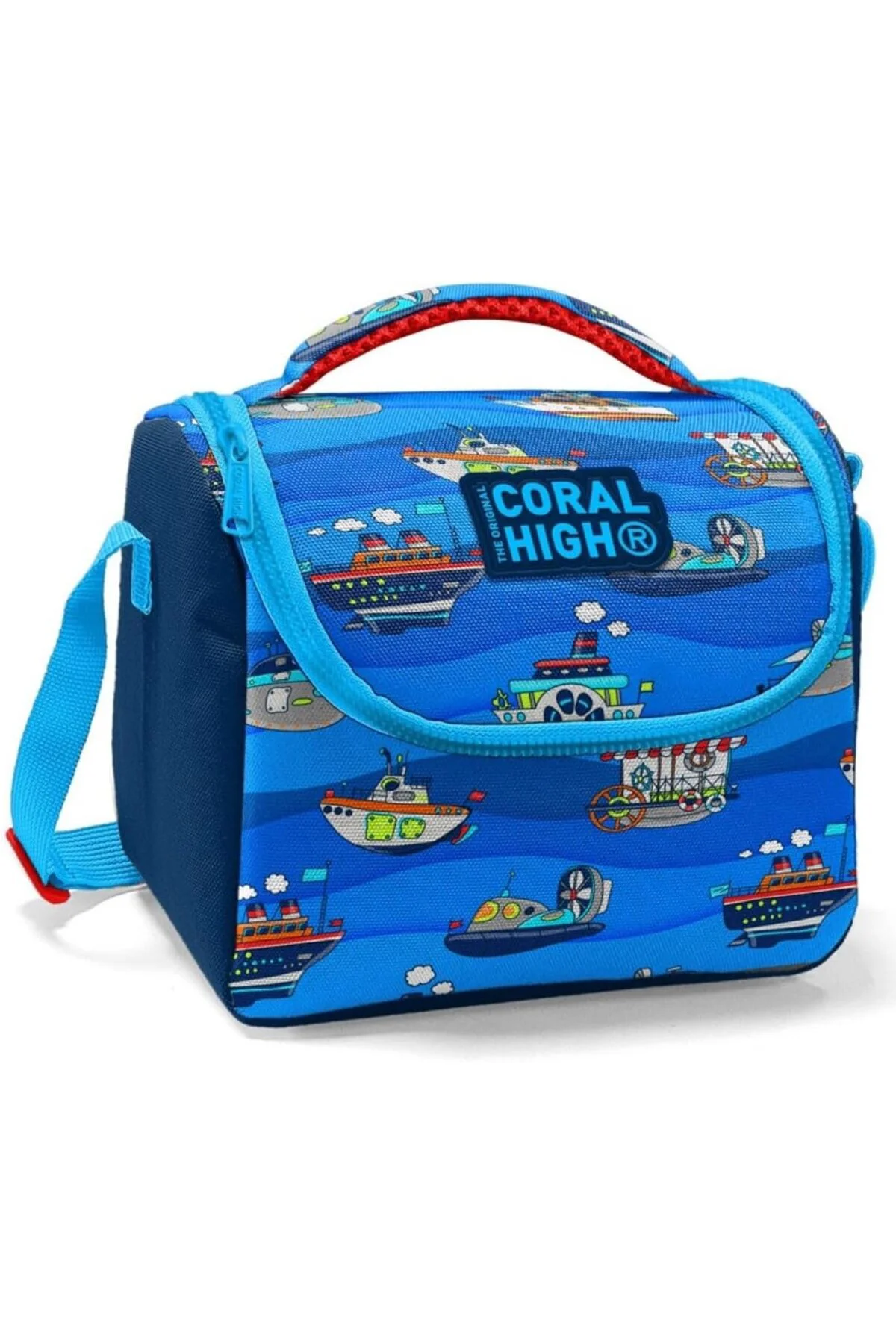 TTKShop High Lacivert Mavi Gemi Desenli Erkek Çocuk Beslenme Çant