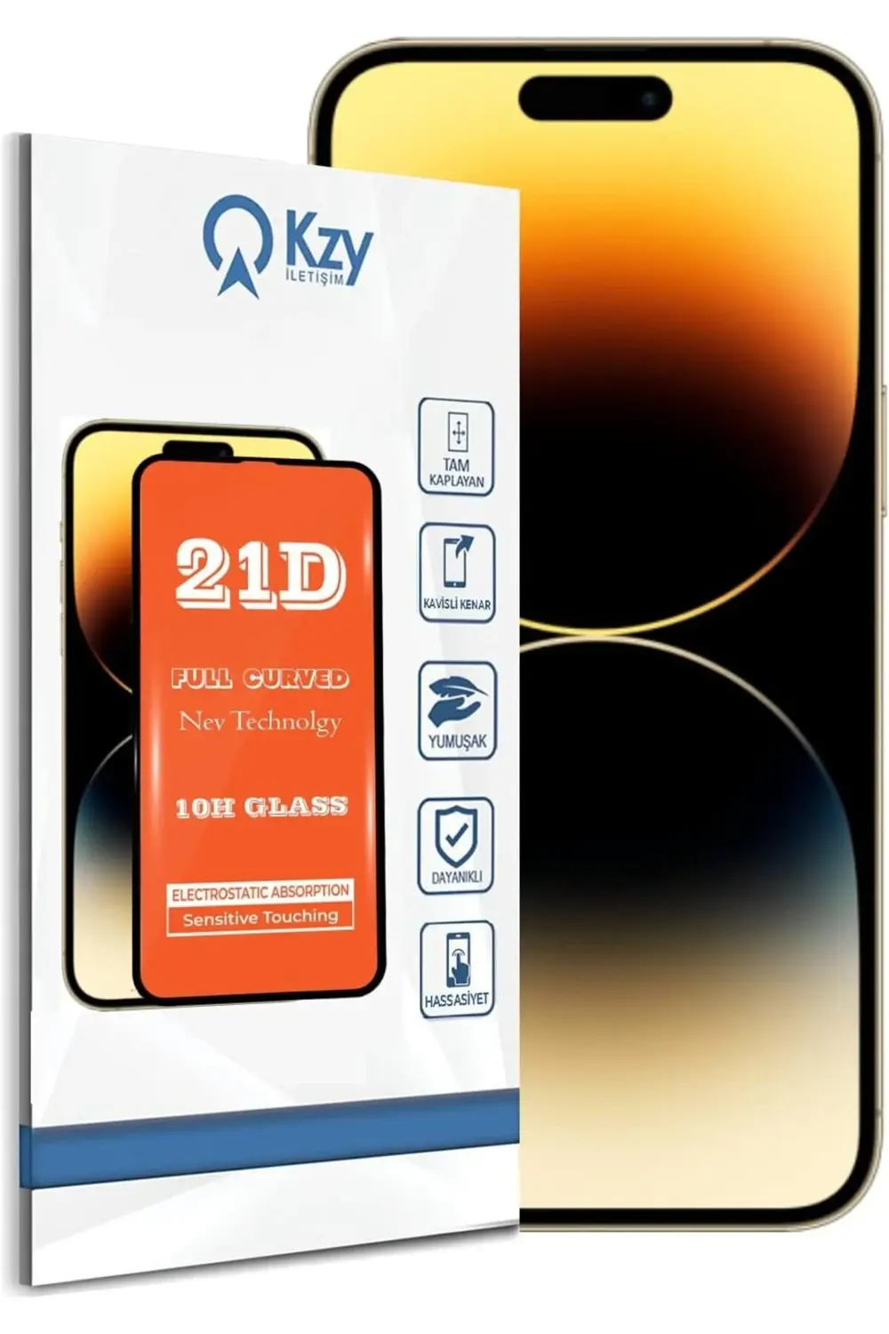 TTKShop İLETİŞİM iPhone 14 Pro Tam Kaplayan 21D Temperli Ekran Ko