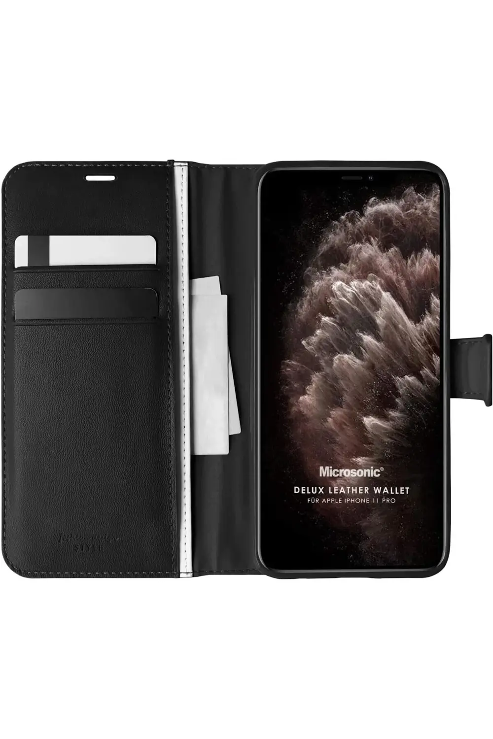 TTKShop iPhone 11 Pro için Kılıf Delux Leather Wallet Siyah [iPho