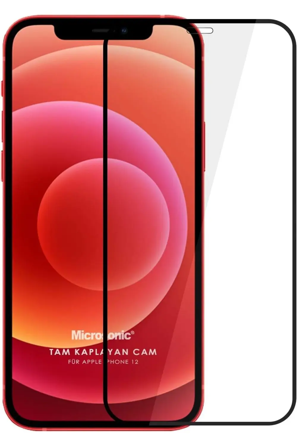 TTKShop iPhone 12 Tam Kaplayan Temperli Cam Ekran Koruyucu Siyah