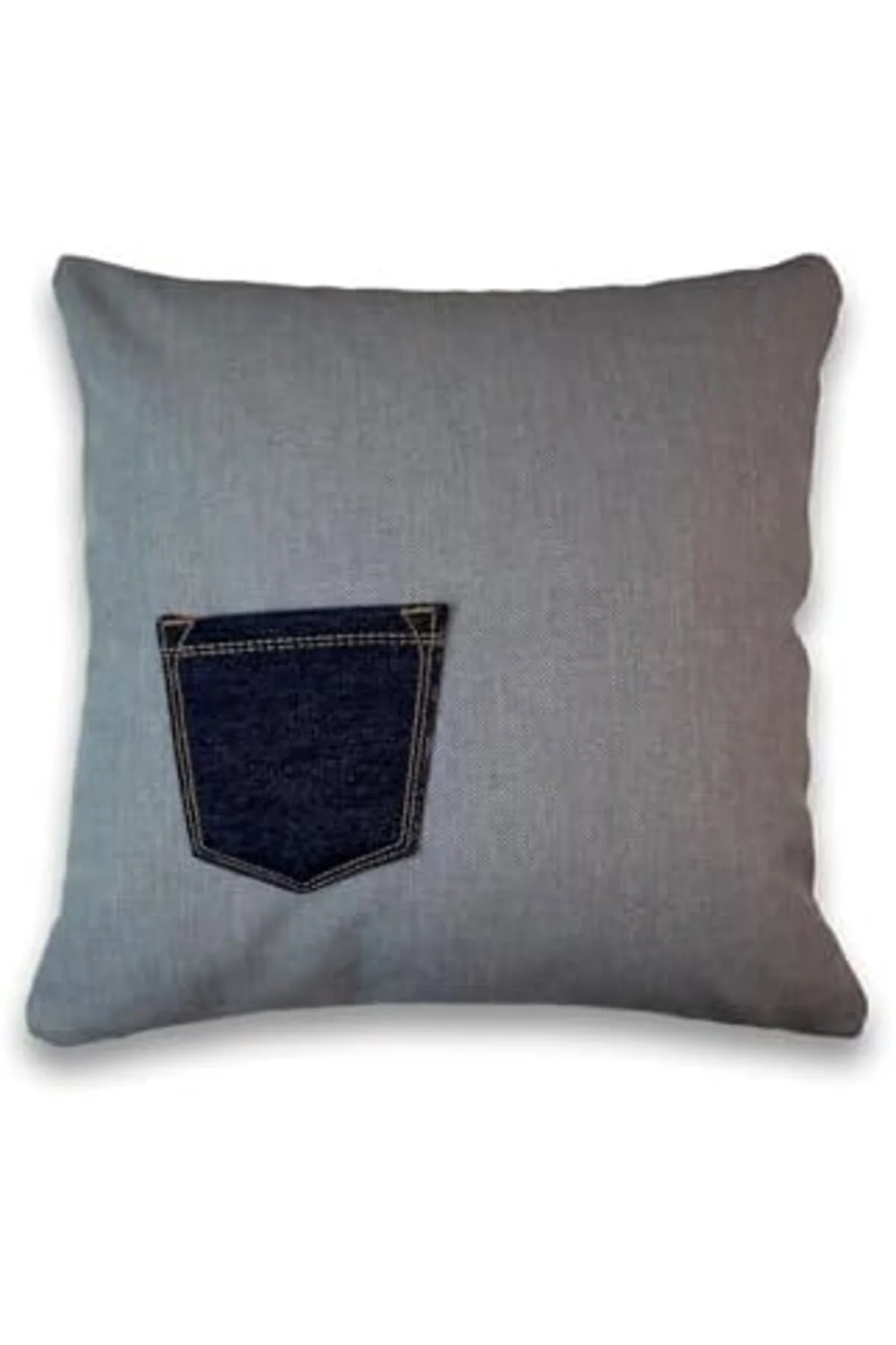 TTKShop Kot Kumaştan Cep Detaylı 43X43 Dekoratif Kırlent Kılıfı G