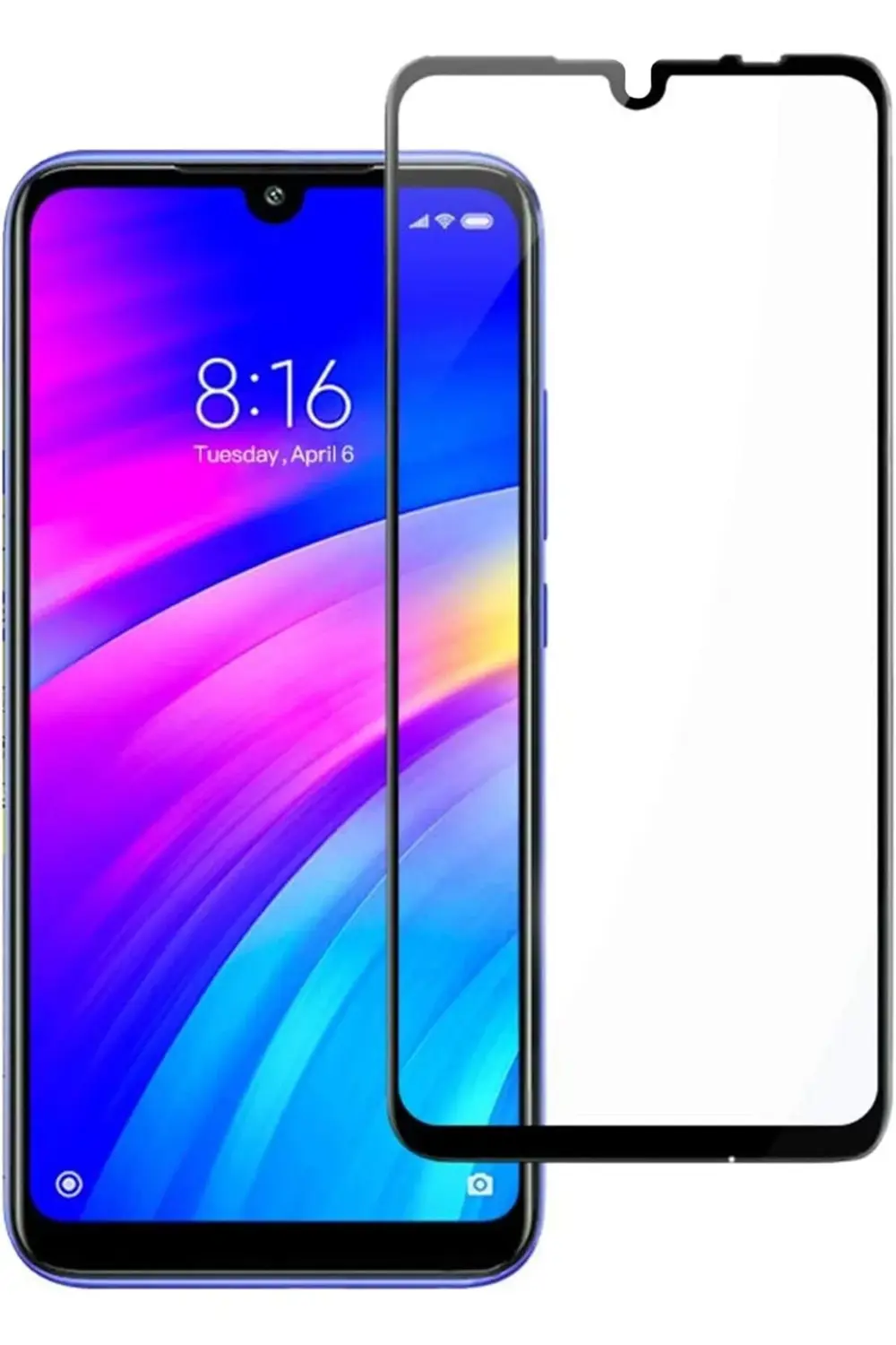 TTKShop Xiaomi Redmi 7 Tam Kaplayan Temperli Cam Ekran koruyucu S