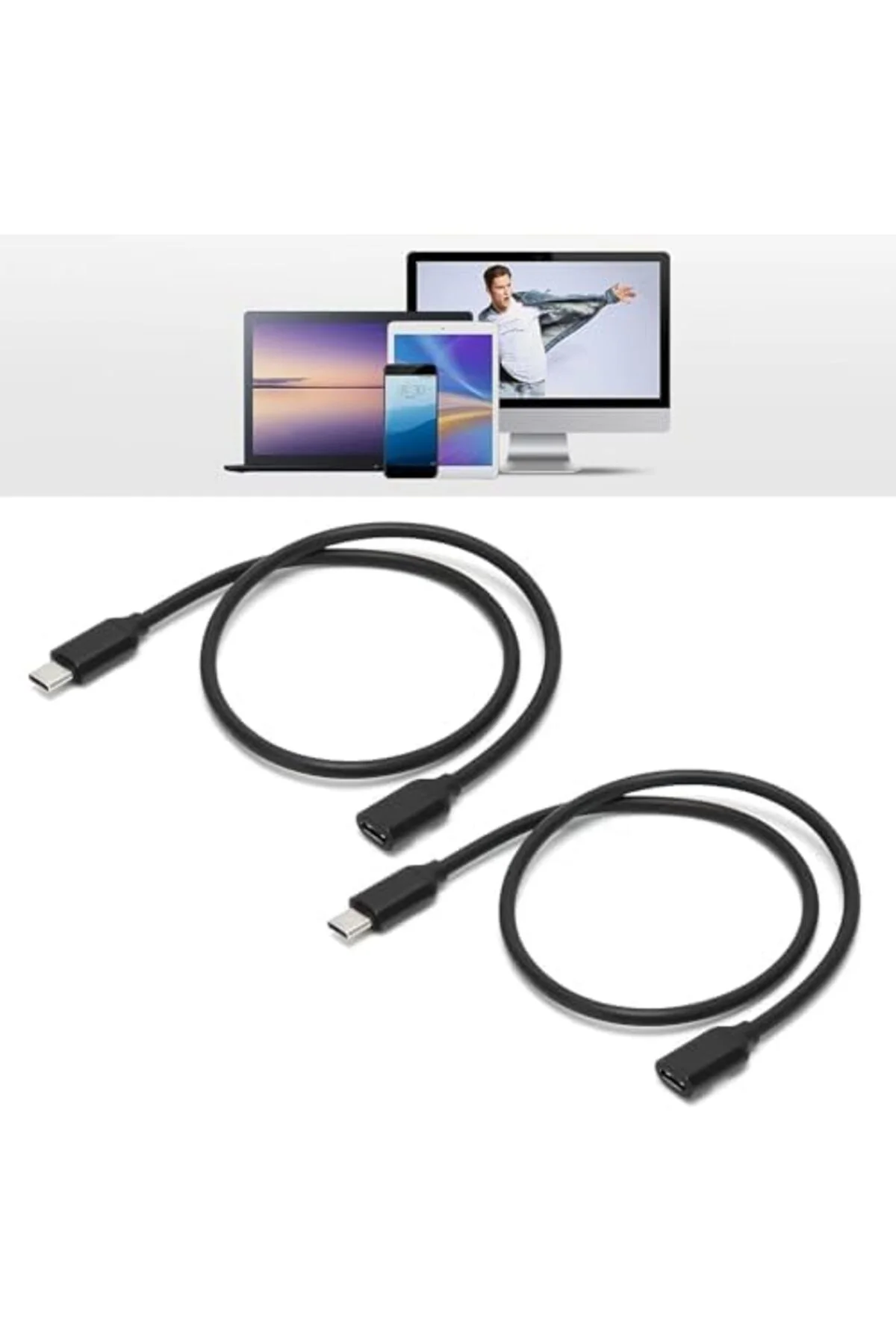 TTKTEKNOLOJİ 1 Metre Type-C Uzatma Kablo 100 cm USB C Erkek - Diş
