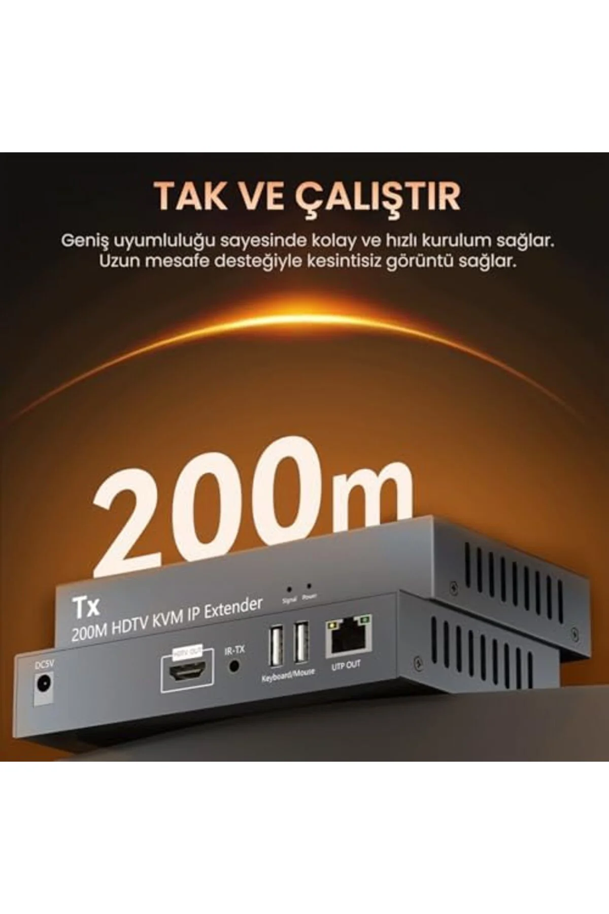 TTKTEKNOLOJİ 1080P Full HD 60Hz HDMI KVM IP Extender 200 Metre CA