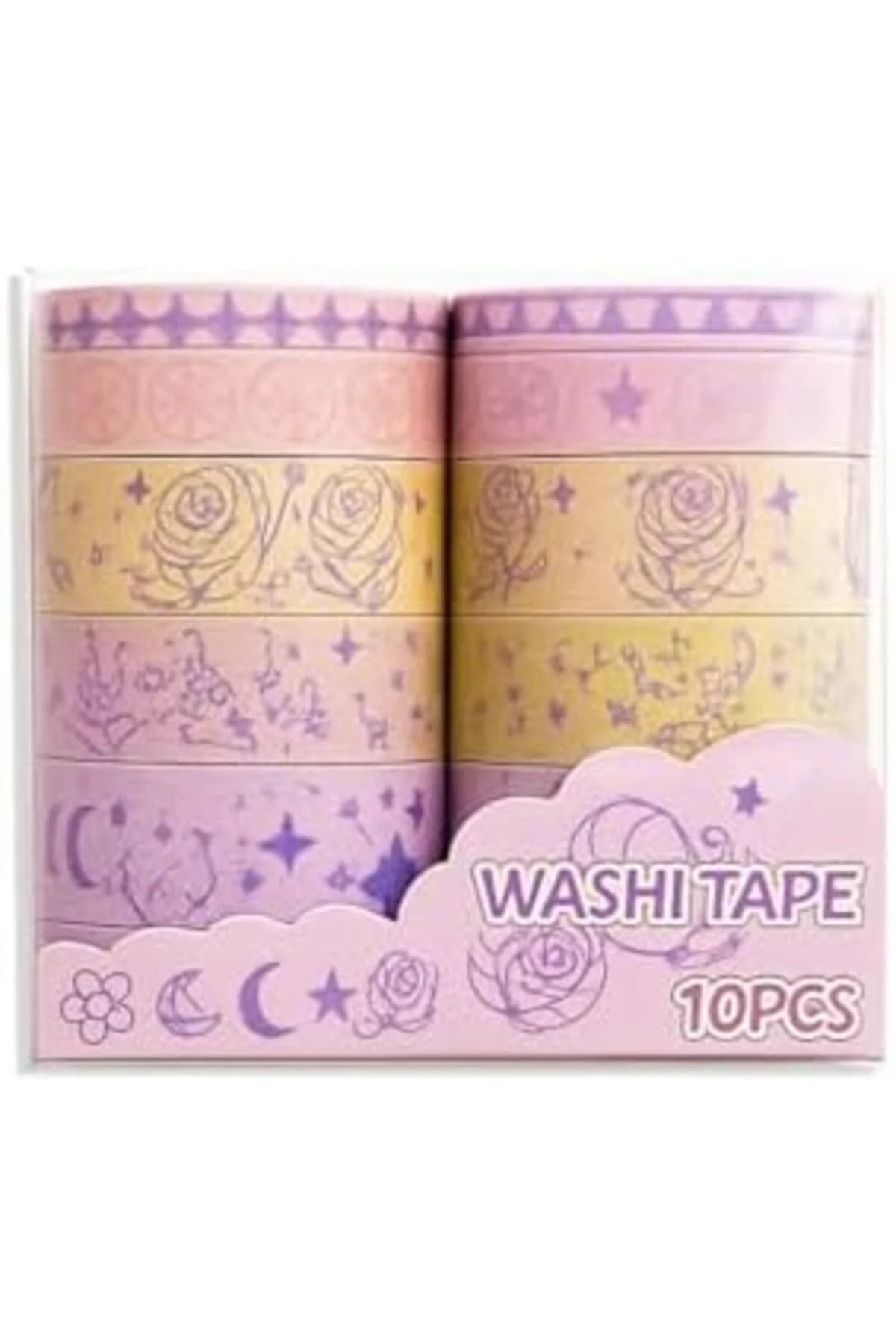 TTKTEKNOLOJİ 10’lu Washi Bant Seti – Dekoratif, Renkli ve Desenli
