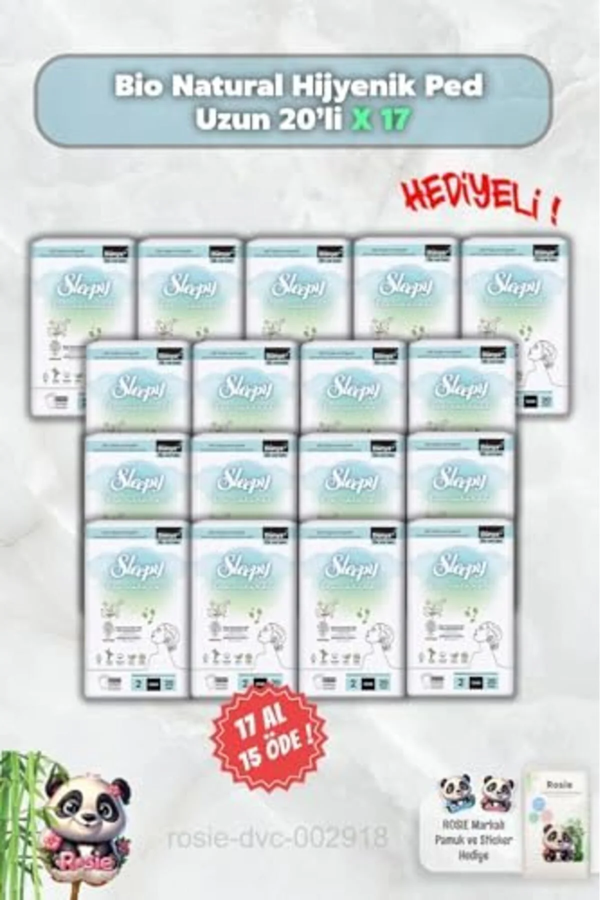 TTKTEKNOLOJİ 17 AL 15 ÖDE Hijyenik Ped Uzun 20'li Bio Natural ve 
