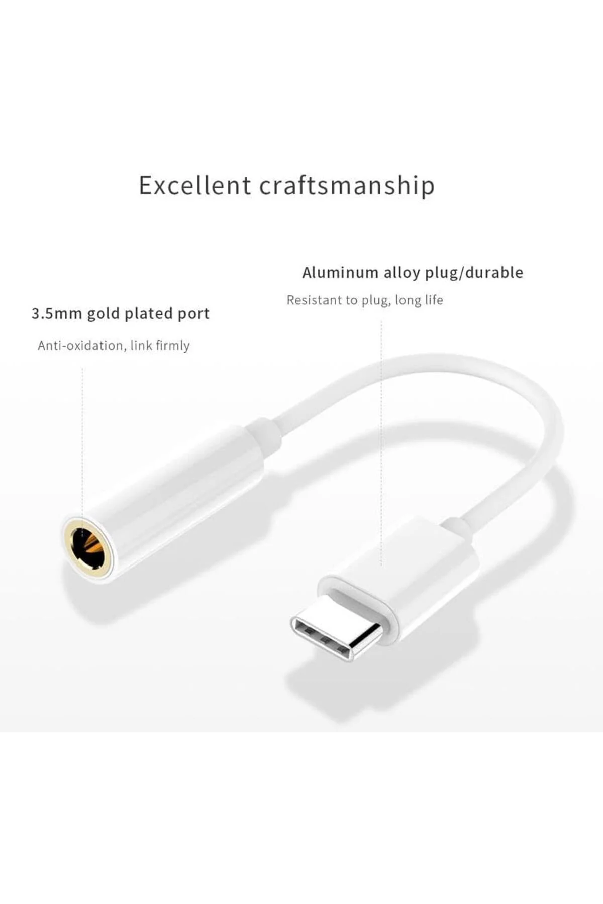 TTKTEKNOLOJİ 1744 Type C To 3.5mm Kulaklık Ses Çevirici Dönüştürü