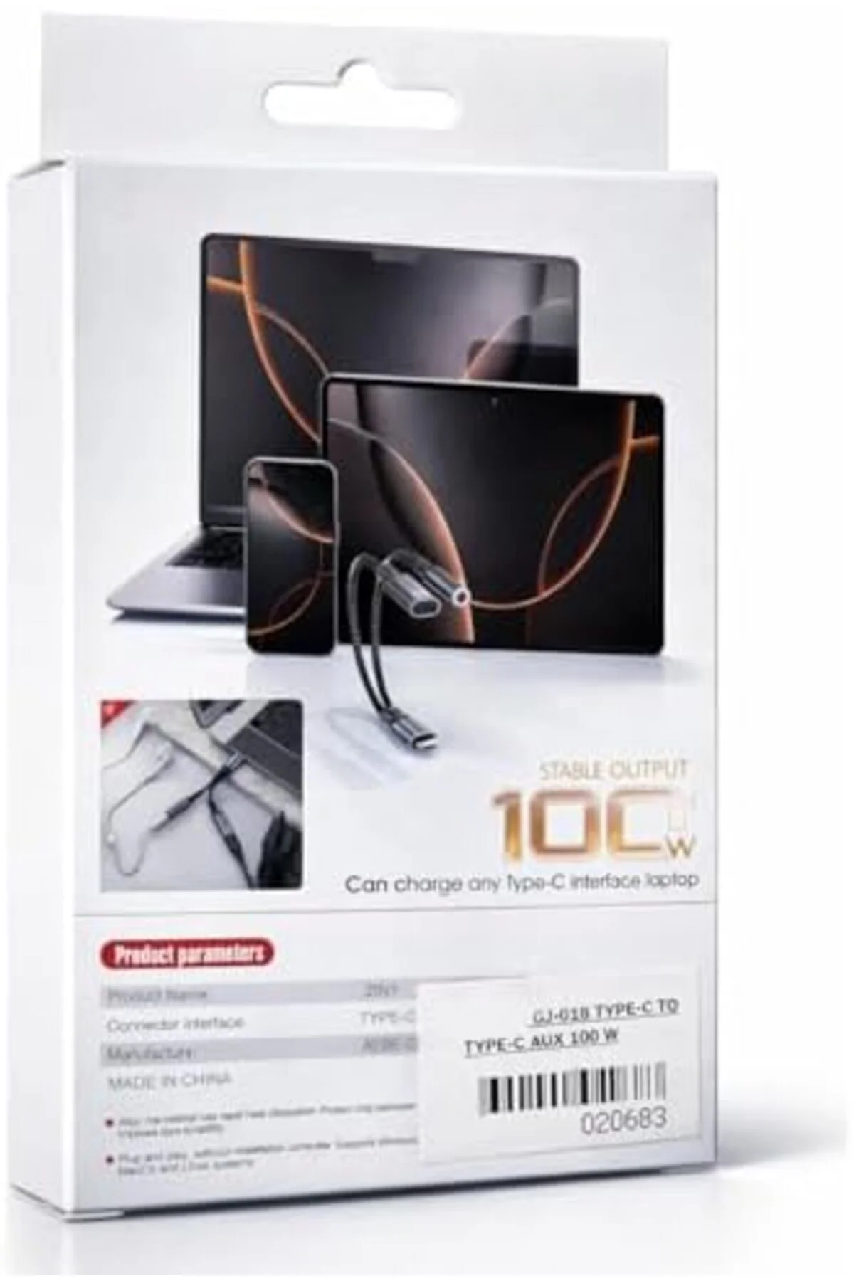 TTKTEKNOLOJİ 2-in-1 Type-C Adaptör, 100W Güç Çıkışı, Alüminyum + 