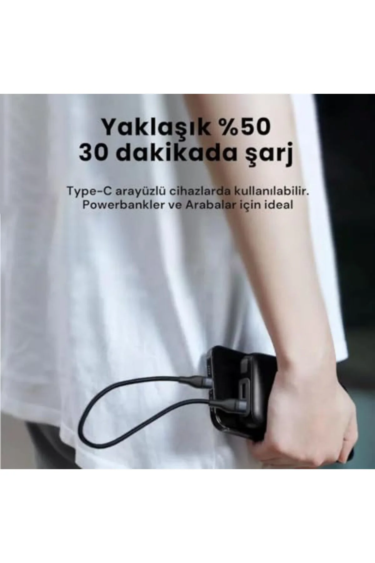 TTKTEKNOLOJİ 25CM 60W Süper Hızlı PD Type C to Type C Şarj Kablos