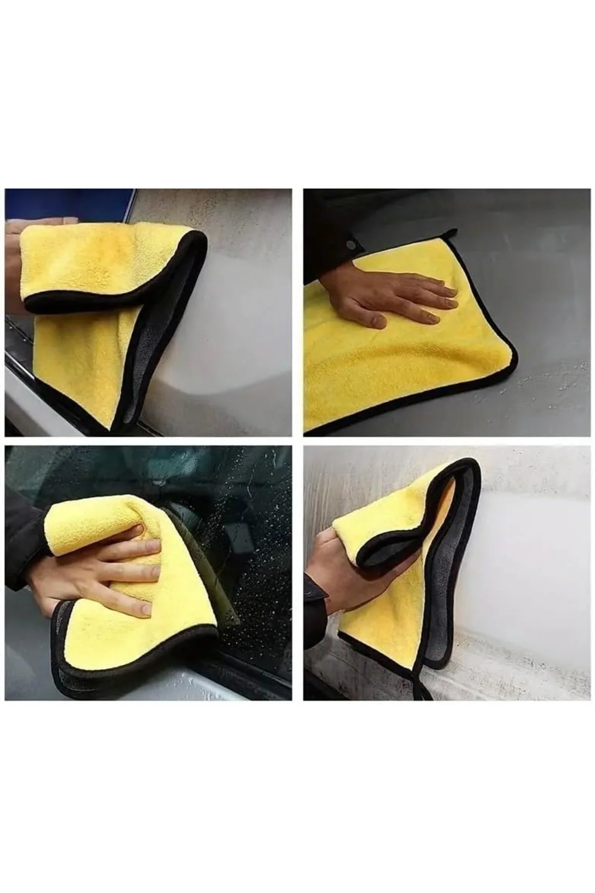 TTKTEKNOLOJİ 3' lü Yünlü Sarı Ve Gri Araç Temizleme Bezi 30 cm x 