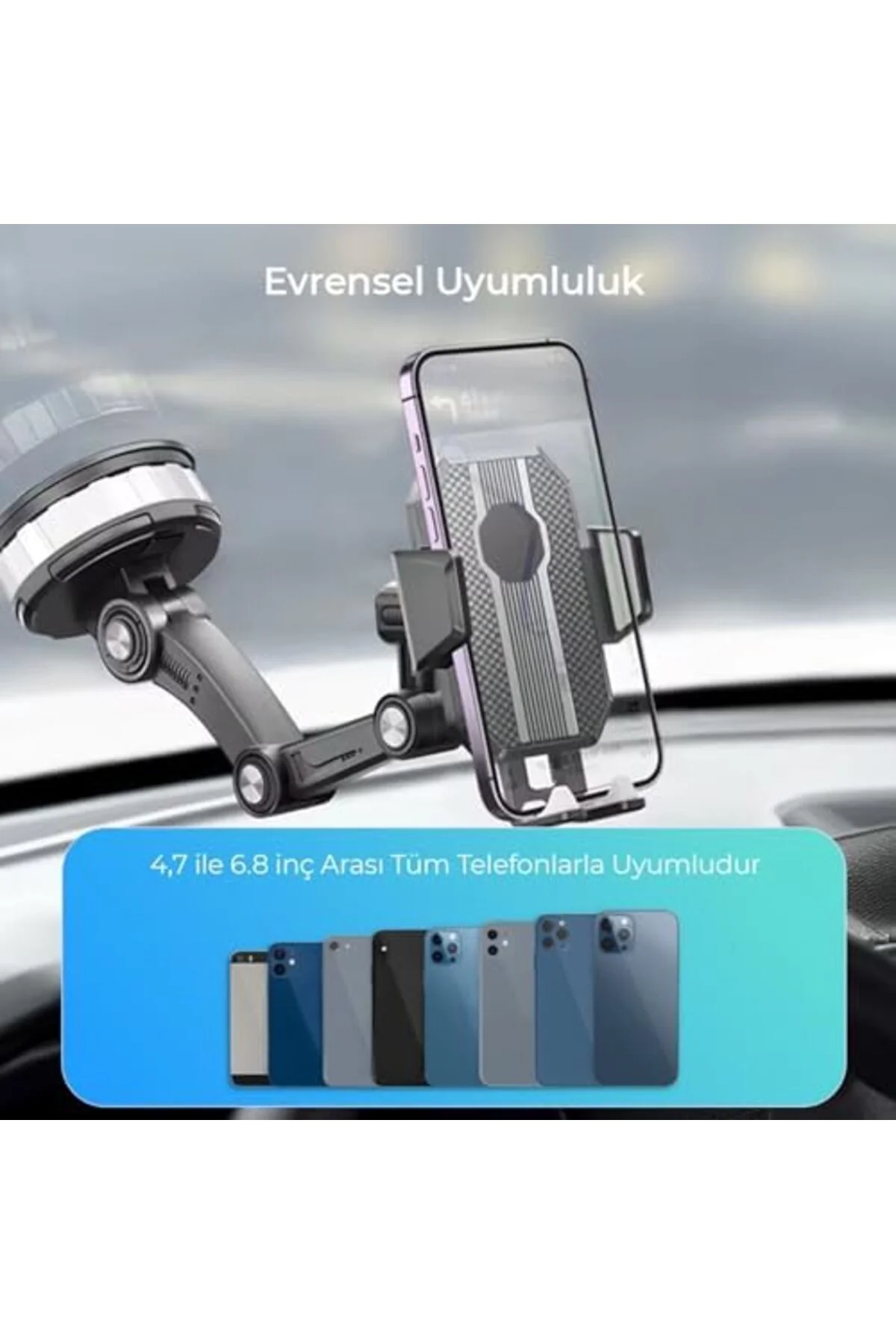 TTKTEKNOLOJİ 360° Dönebilen Vakumlu Torpido ve Cam için Araç Içi 