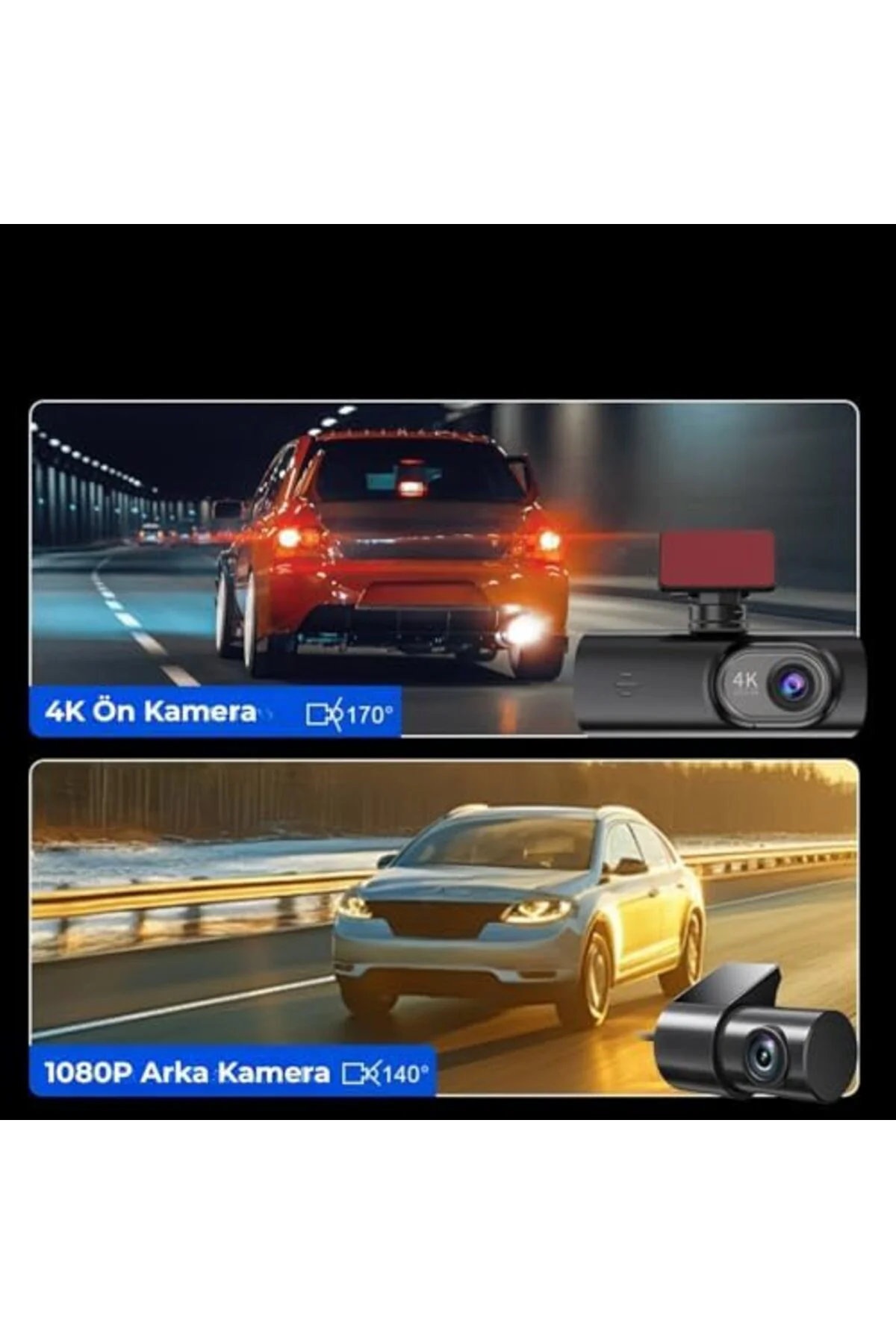 TTKTEKNOLOJİ 3840 * 2160P Ön ve Arka Kameralı 1.5” IPS HD Ekran, 
