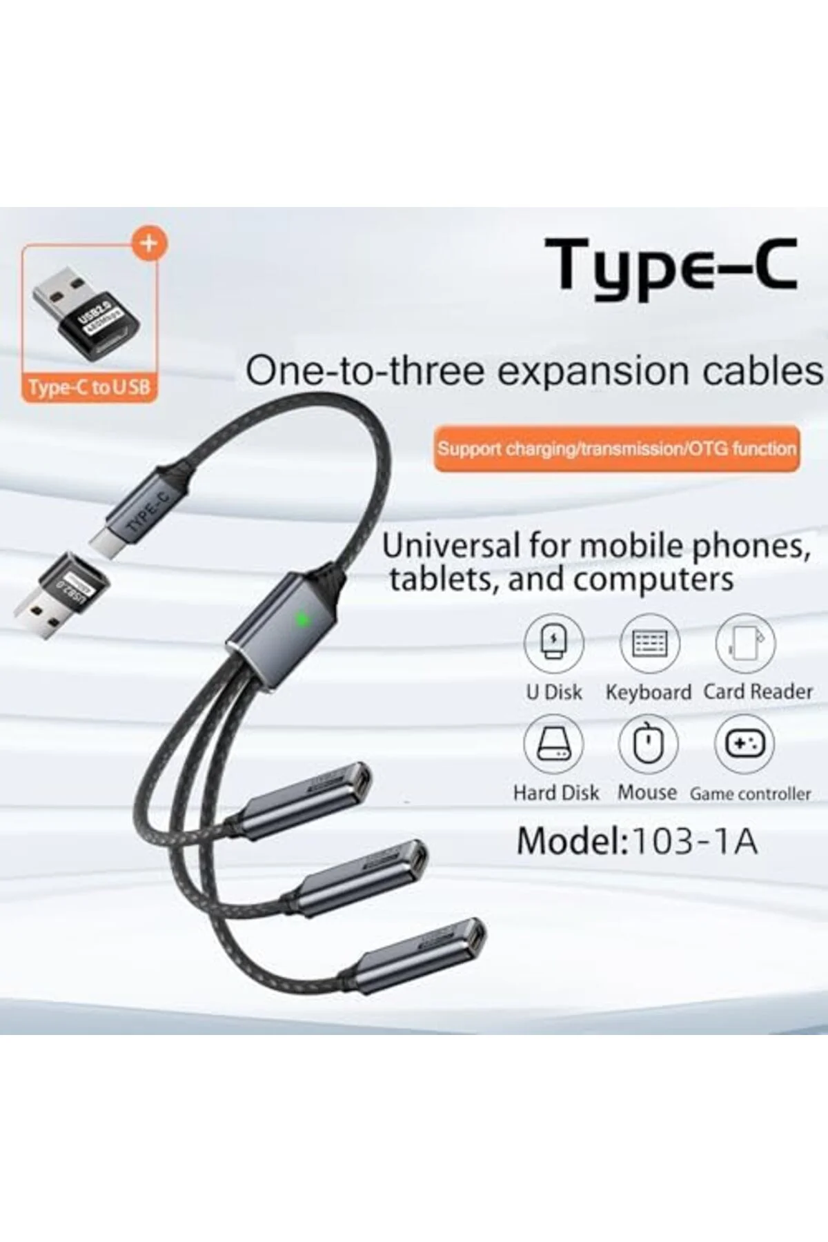 TTKTEKNOLOJİ 3'lü Type-C Çoklayıcı 25 Cm Hızlı Şarj ve 480 Mbps V