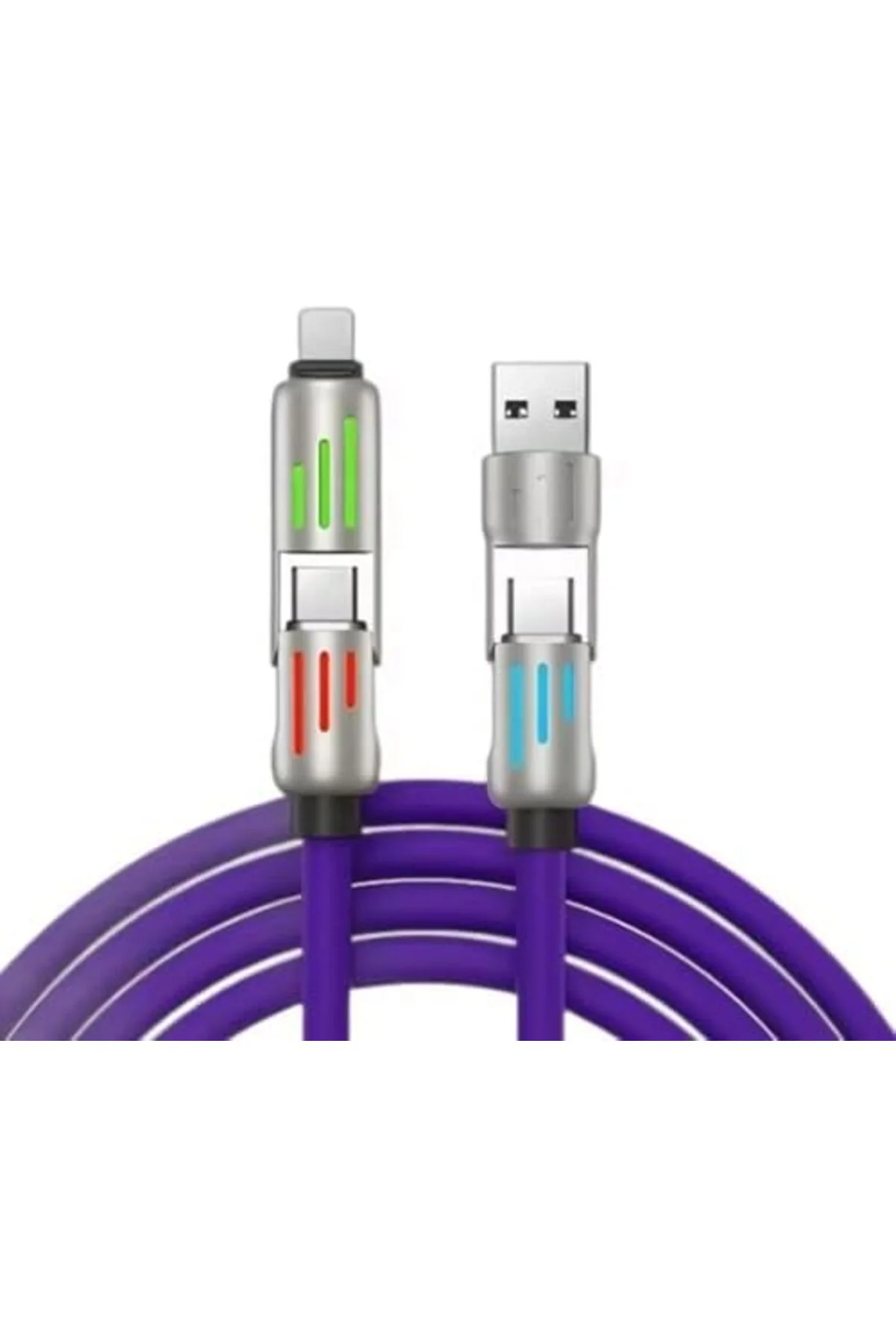 TTKTEKNOLOJİ 4 in 1 USB-A Şarj ve Data Kablosu, Lightning, Type-C