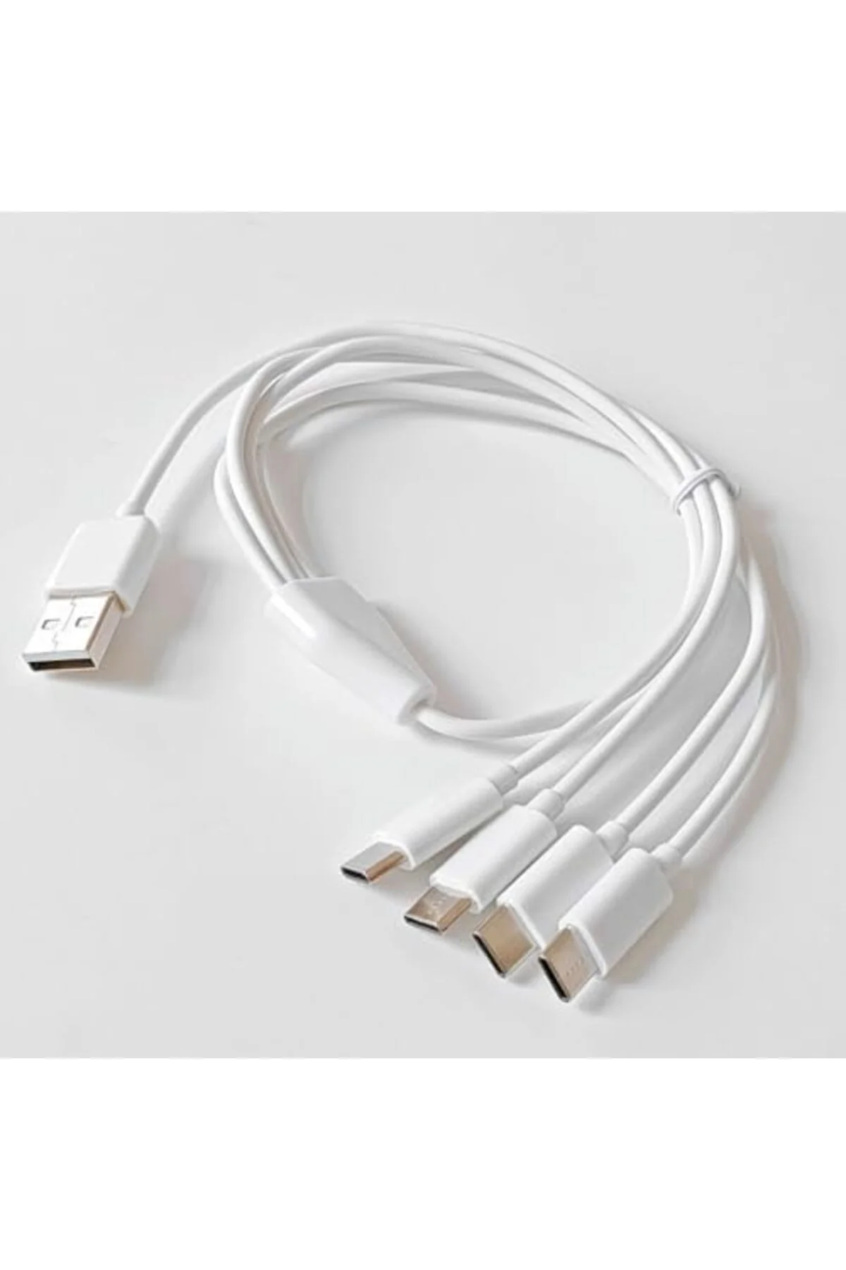 TTKTEKNOLOJİ 4 in 1 USB Tip-C Şarj Kablosu Çoklayıcı, Beyaz, 1 Me