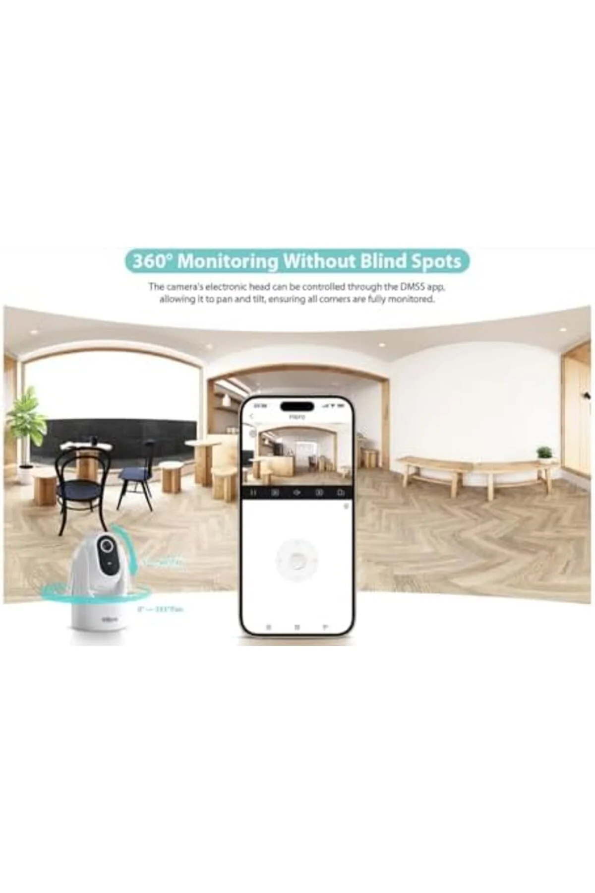 TTKTEKNOLOJİ 4 MP İç Mekan Sabit Odaklı Panoramik Eğimli WiFi Ağ 