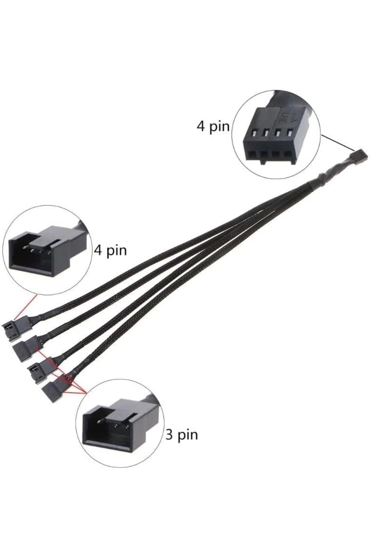 TTKTEKNOLOJİ 4 Pin Fan Çoklayıcı Y PWM Çoklayıcı Splitter Kablosu