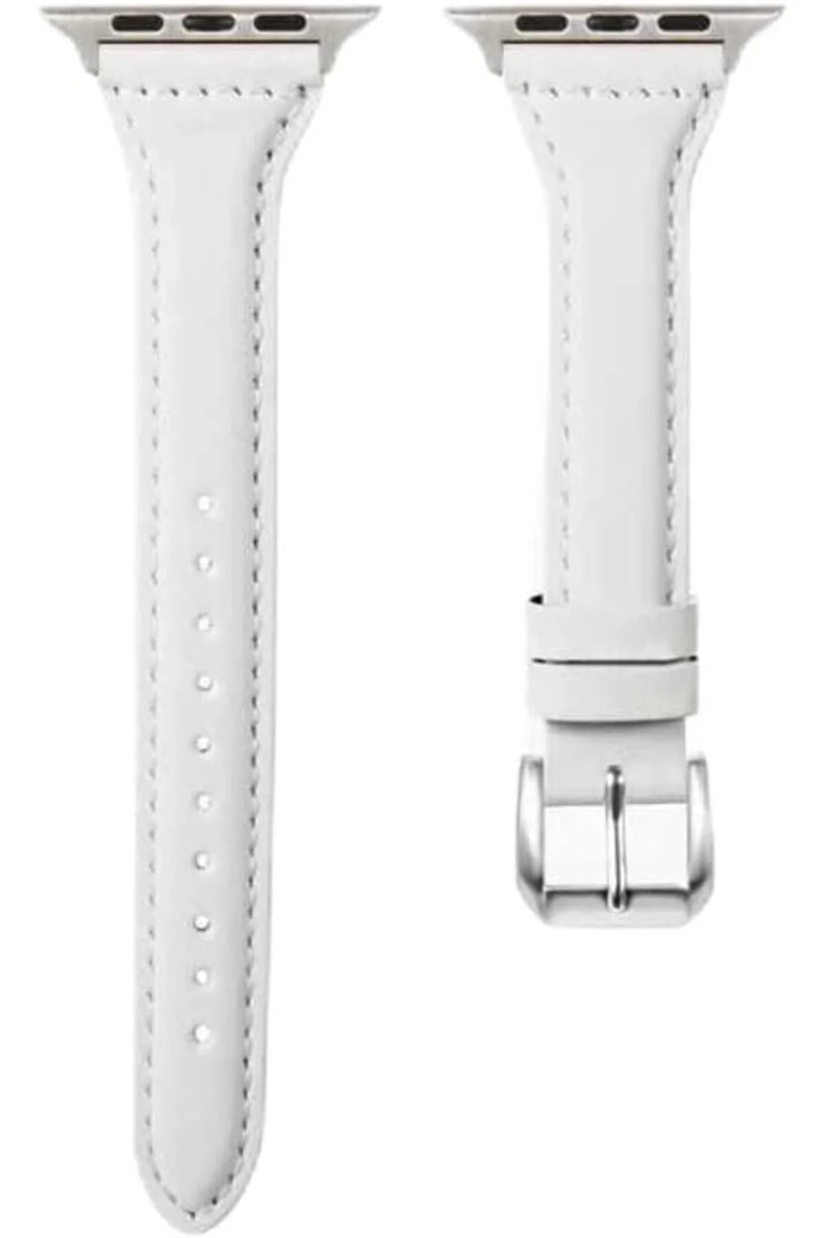 TTKTEKNOLOJİ 40mm İle Uyumlu KRD, 28 Deri Kordon, Beyaz TTKTEKNOL