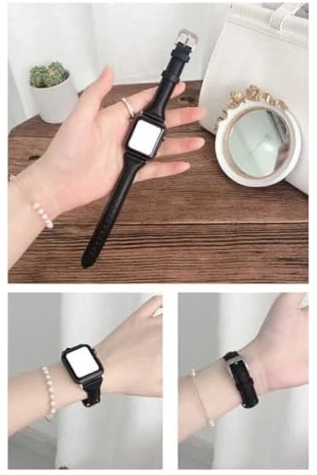 TTKTEKNOLOJİ 40mm İle Uyumlu KRD, 28 Deri Kordon, Beyaz TTKTEKNOL