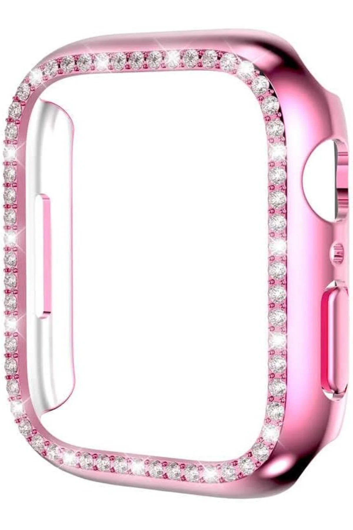 TTKTEKNOLOJİ 42mm ile uyumlu Kenar Taşlı Kasa Koruyucu Pembe TTKT