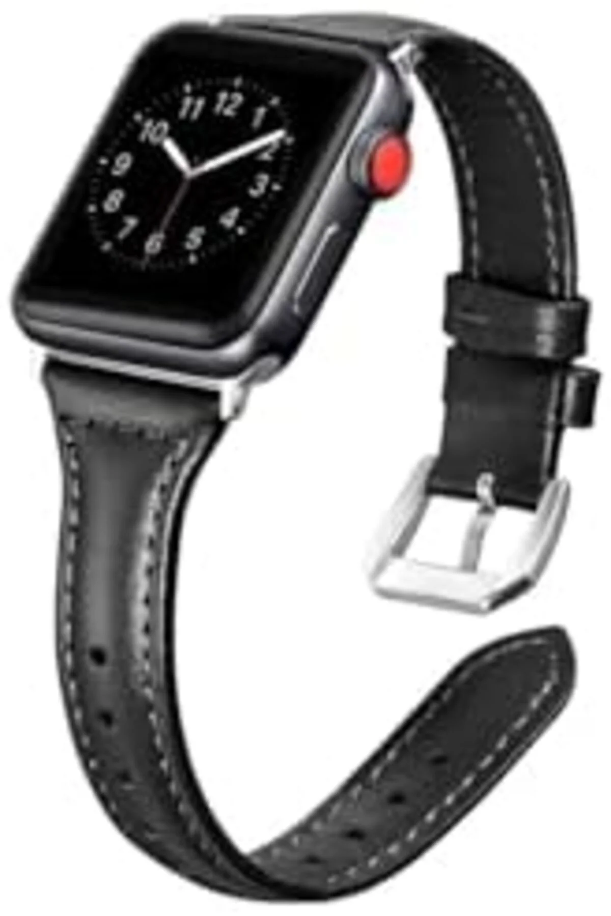 TTKTEKNOLOJİ 42mm İle Uyumlu KRD, 28 Deri Kordon, Siyah TTKTEKNOL