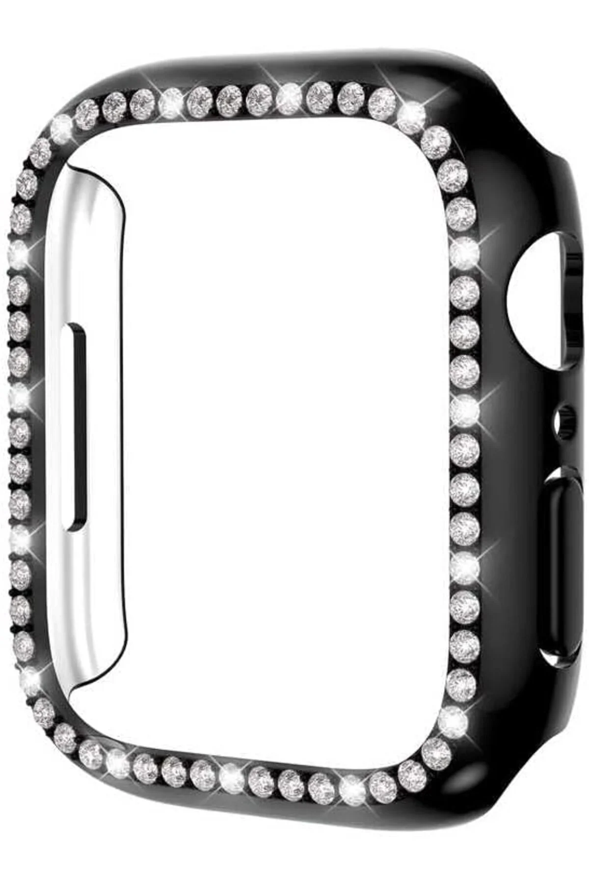 TTKTEKNOLOJİ 42mm ile uyumlu Kenar Taşlı Kasa Koruyucu Siyah TTKT