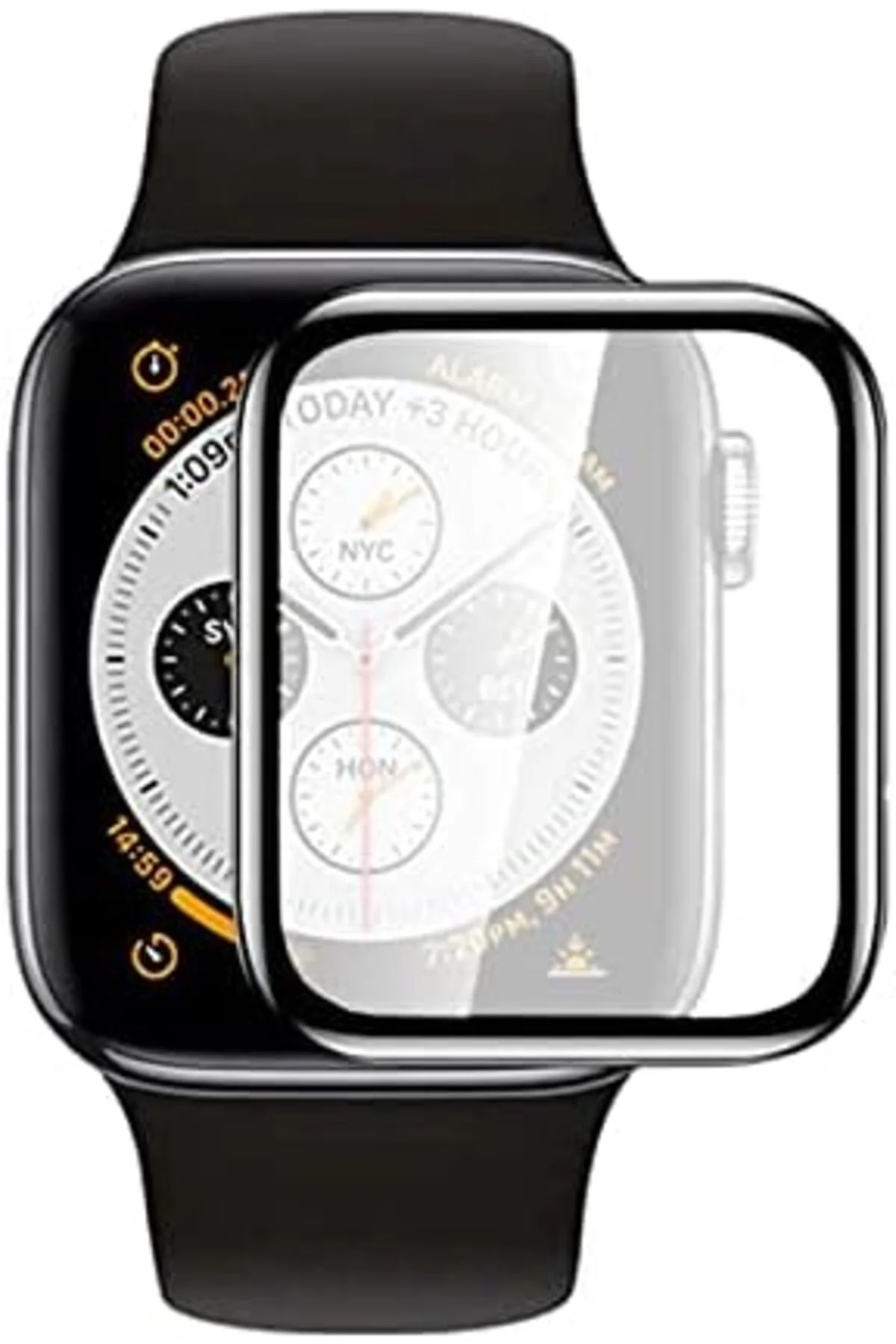 TTKTEKNOLOJİ 42mm Mat ile uyumlu Eko Pet Saat Ekran Koruyucu Siya