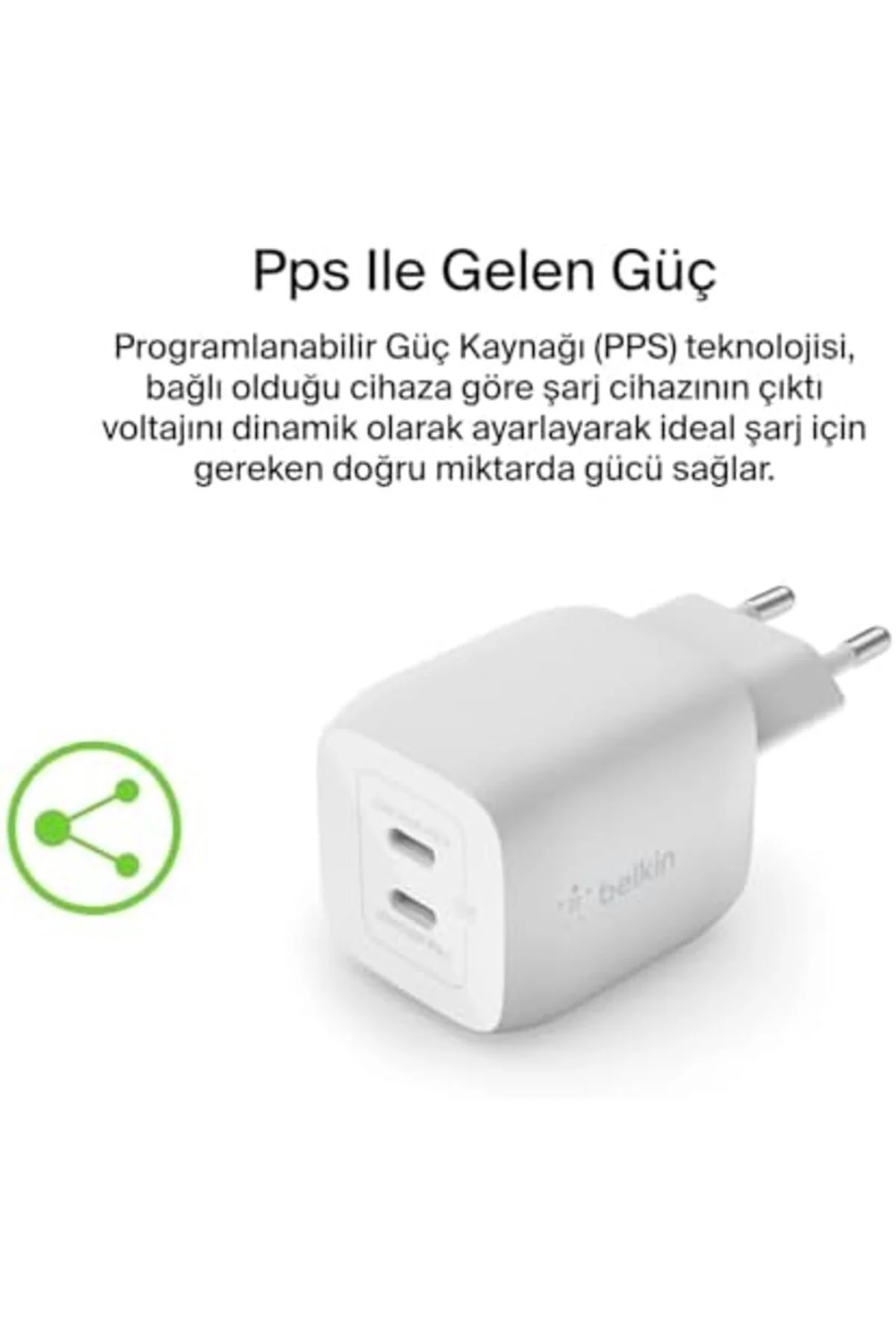 TTKTEKNOLOJİ 45 W USB-C şarj cihazı, 2 bağlantı noktalı, Power De TTKTEKNOLOJİ 45 W USB-C şarj cihazı, 2 bağlantı noktalı, Power De