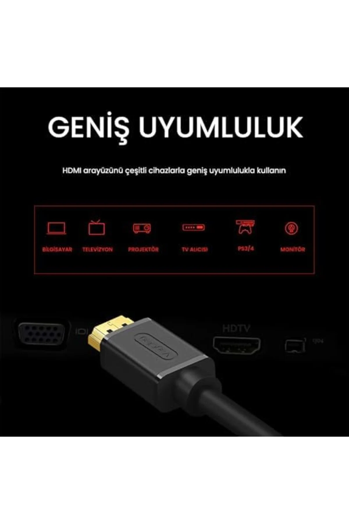 TTKTEKNOLOJİ 4K 60Hz Dişi Erkek HDMI 2.0 Uzatma Kablosu 3 Metre T