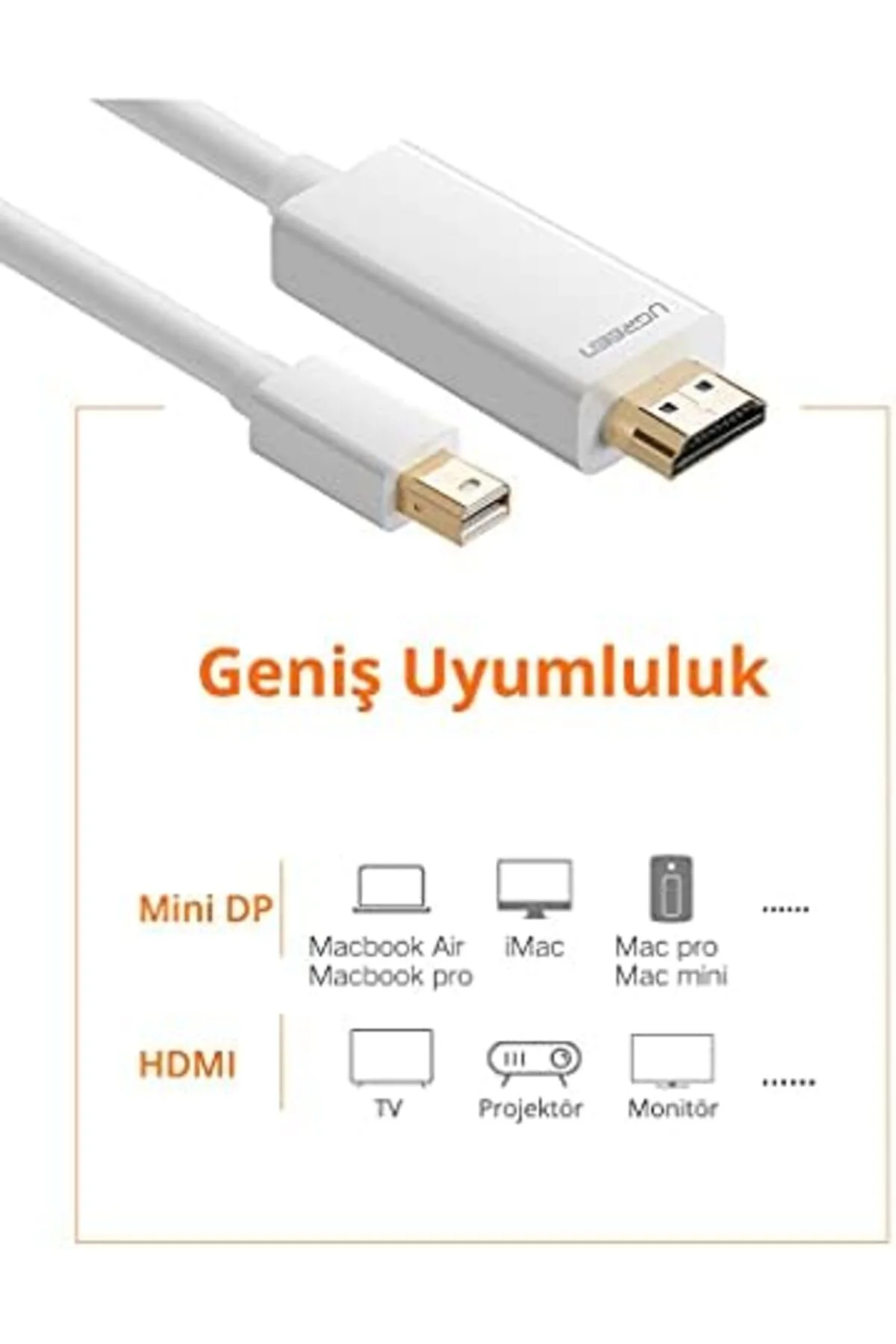 TTKTEKNOLOJİ 4K Mini Displayport HDMI Dönüştürücü Kablo, 3 Metre, TTKTEKNOLOJİ 4K Mini Displayport HDMI Dönüştürücü Kablo, 3 Metre,