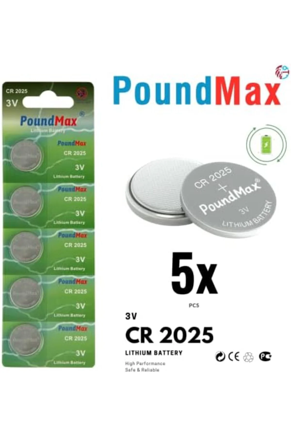 TTKTEKNOLOJİ 5 x CR2025 lityum düğme pil, 3 V pil, sızdırmaz, cıv