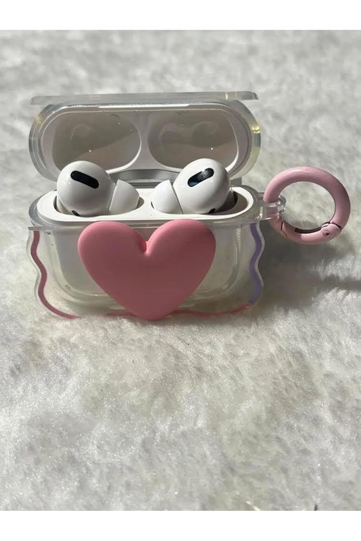 TTKTEKNOLOJİ (5624) Pembe Kalpli Şeffaf Kulaklık Kılıfı Pro ile u TTKTEKNOLOJİ (5624) Pembe Kalpli Şeffaf Kulaklık Kılıfı Pro ile u