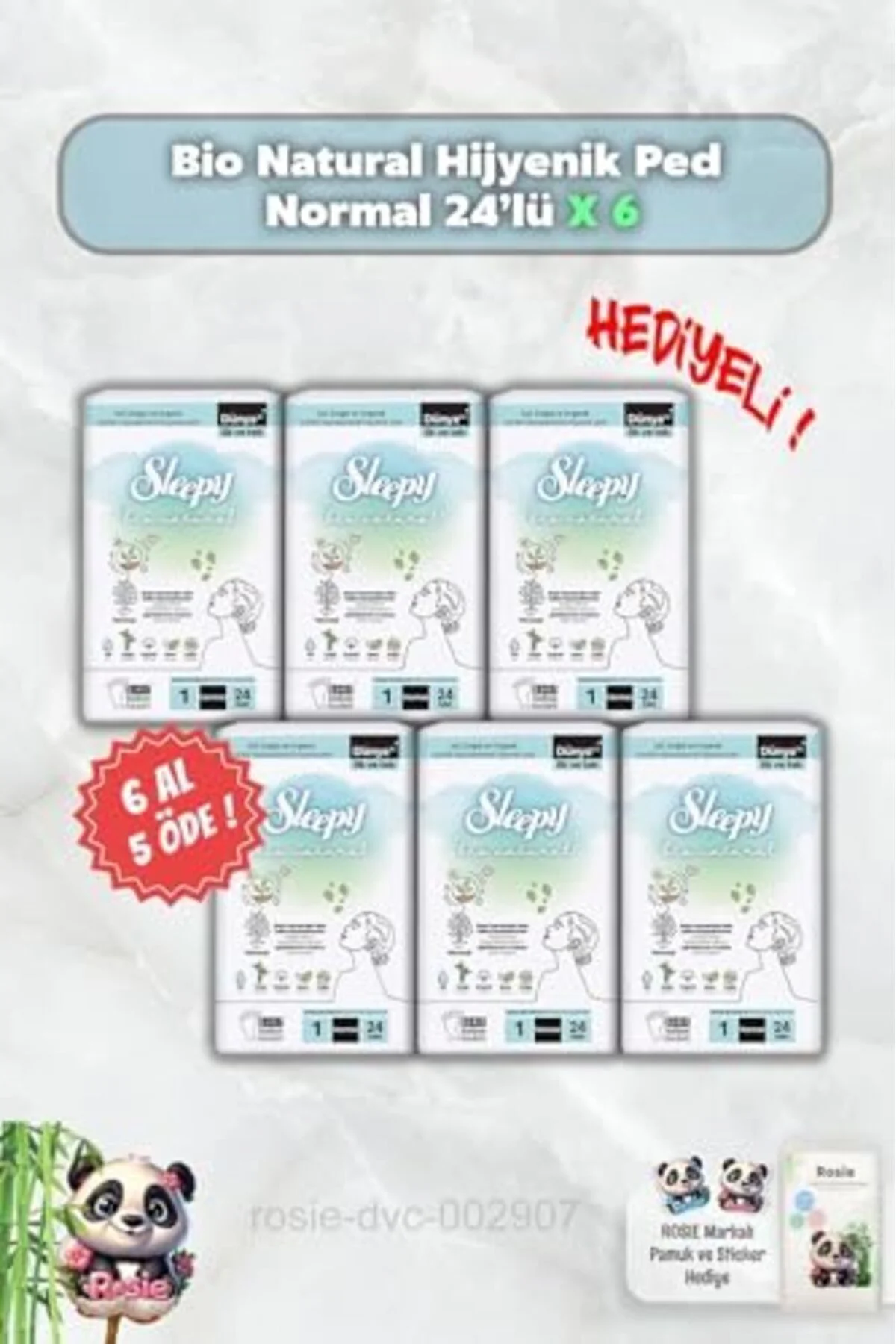 TTKTEKNOLOJİ 6 AL 5 ÖDE Bio Natural Hijyenik Ped Normal 24'lü ve 