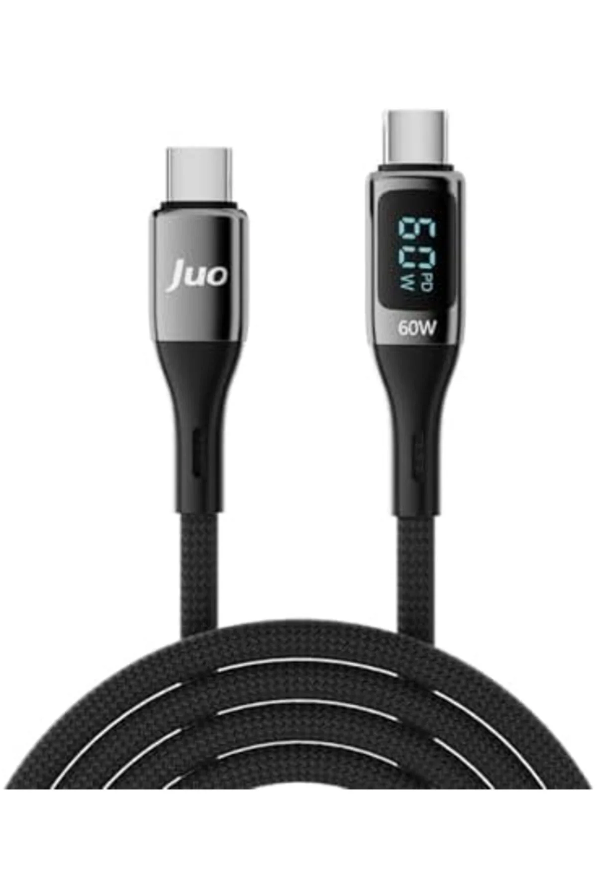 TTKTEKNOLOJİ 60W Dijital Led Ekranlı Örgülü USB Type-C to Type-C 