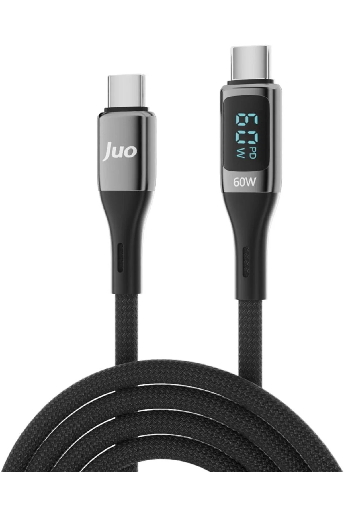 TTKTEKNOLOJİ 60W Dijital Led Ekranlı Örgülü USB Type-C to Type-C 